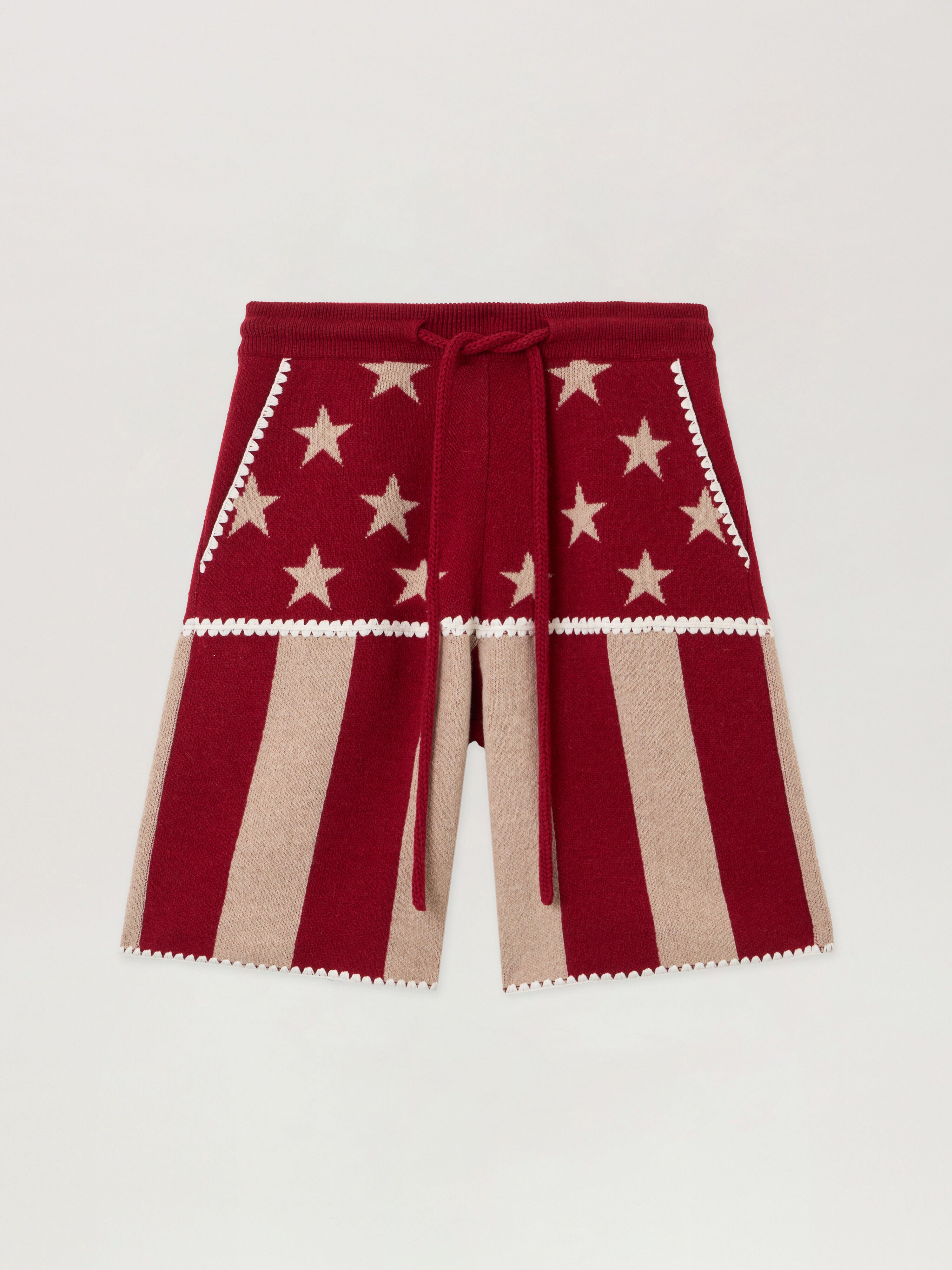Stars and Stripes Shorts PALM ANGELS Stars and Stripes Shorts RED - ECRU PMHM015F25KNI001