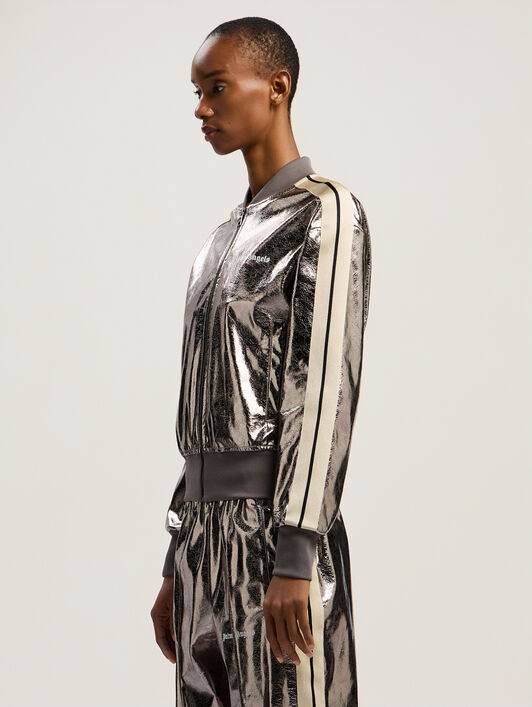 Laminated Track Jacket PALM ANGELS Laminated Track Jacket GUNMETAL - OFF WHITE PWBD050F25FAB001