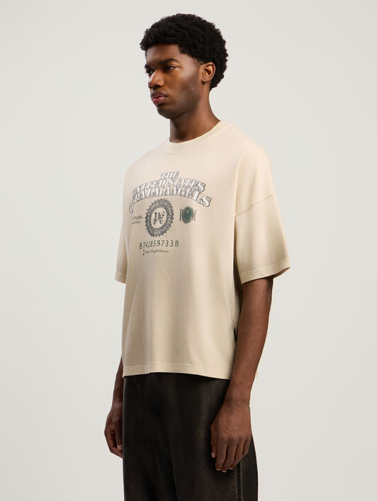 PALM ANGELS Pa Dollar Loose T-Shirt IVORY - BLACK PMAA10DF25JER003