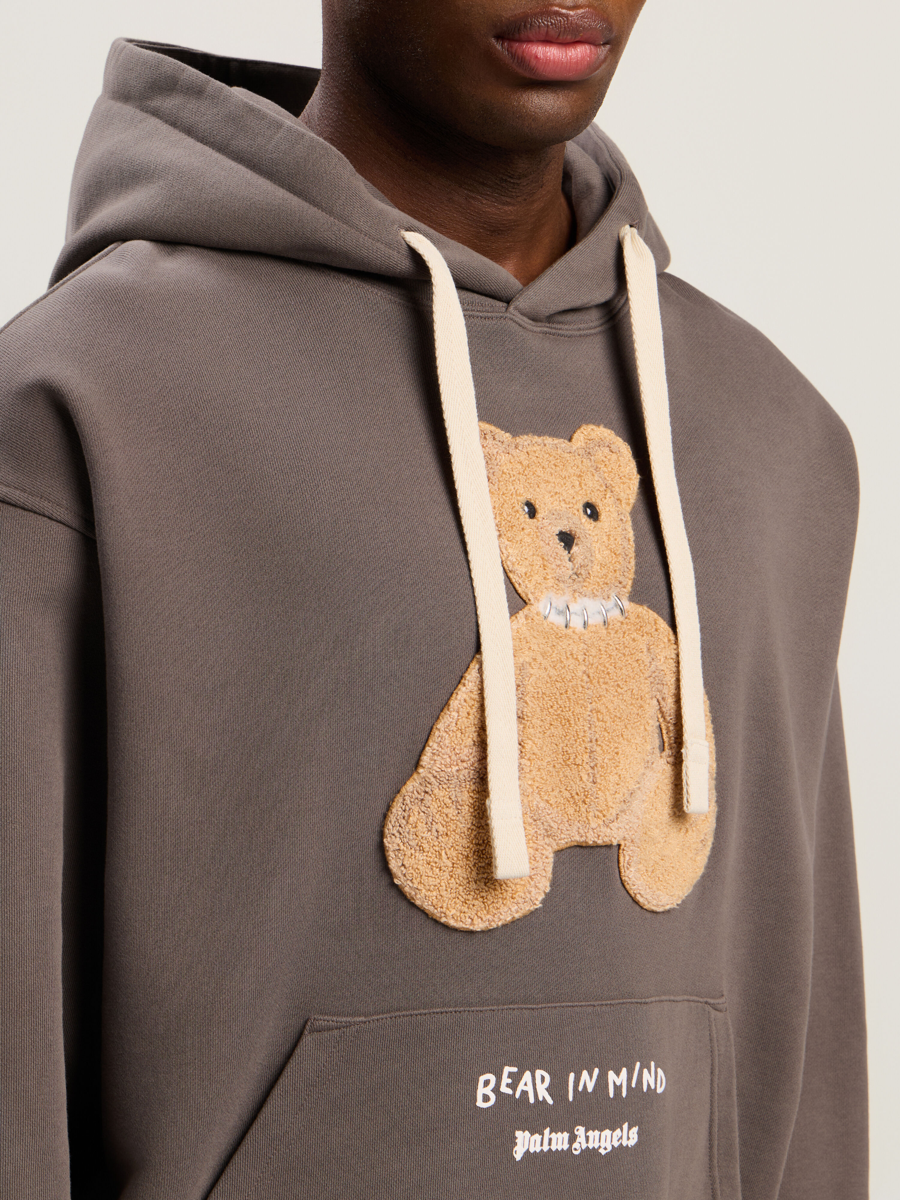 Bear In Mind Hoodie PALM ANGELS Bear In Mind Hoodie DARK GREY - BROWN PMBB17DF25FLE004