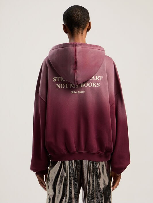 Book Club Zip Crop Hoodie PALM ANGELS Book Club Zip Crop Hoodie BURGUNDY - IVORY PWBE014F25FLE002