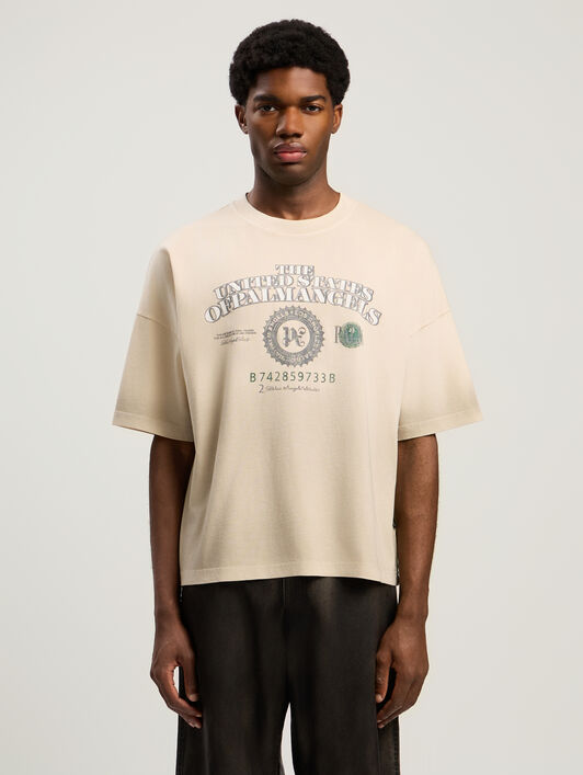 PALM ANGELS Pa Dollar Loose T-Shirt IVORY - BLACK PMAA10DF25JER003