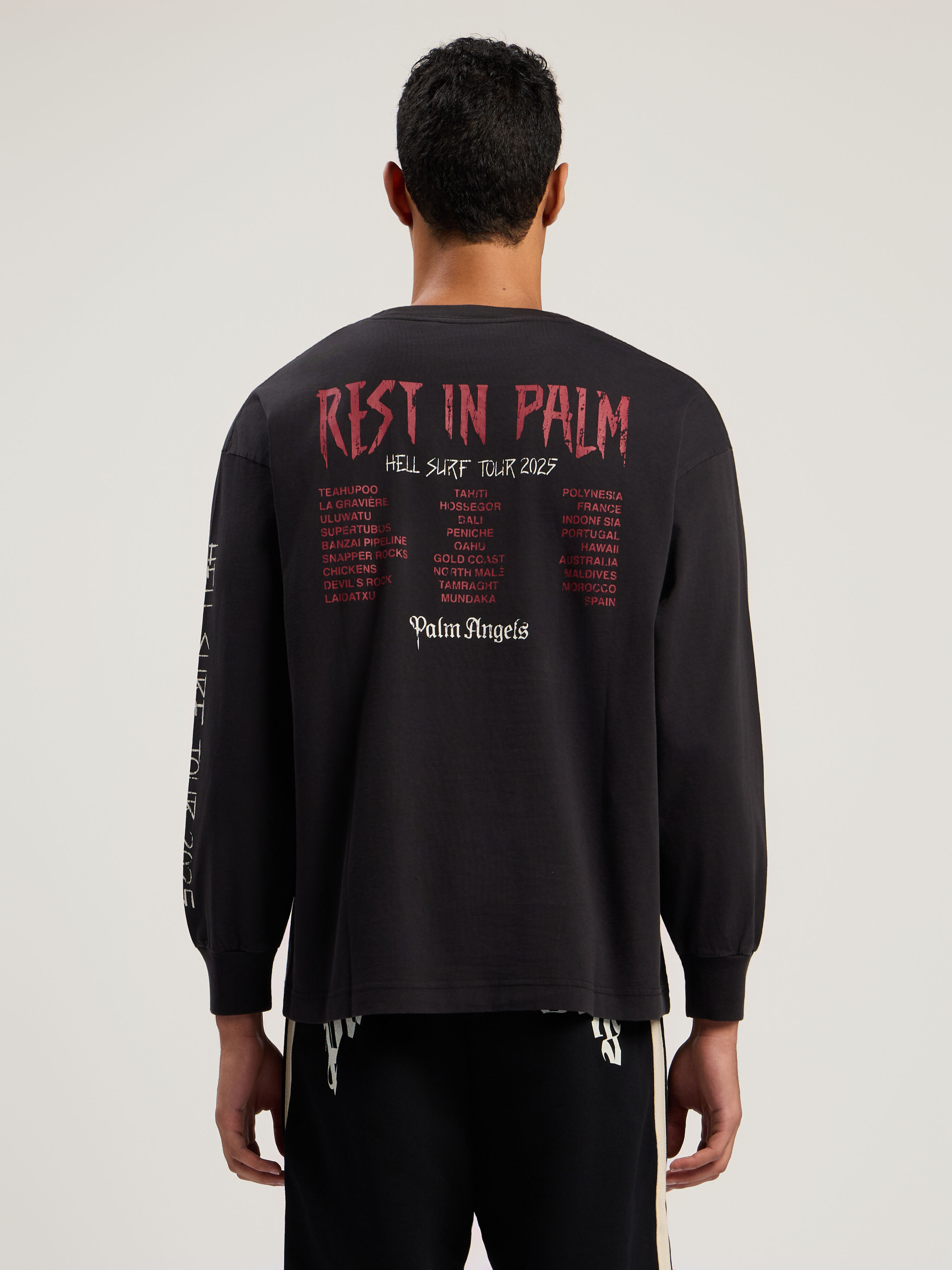 Rest In Palm Long Sleeve T-Shirt PALM ANGELS Rest In Palm Long Sleeve T-Shirt BLACK - MULTICOLOR PMAB058F25JER004