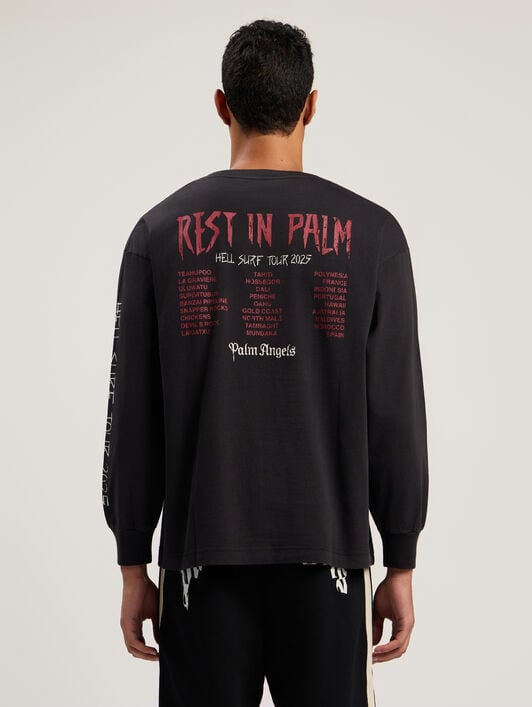 Rest In Palm Long Sleeve T-Shirt PALM ANGELS Rest In Palm Long Sleeve T-Shirt BLACK - MULTICOLOR PMAB058F25JER004