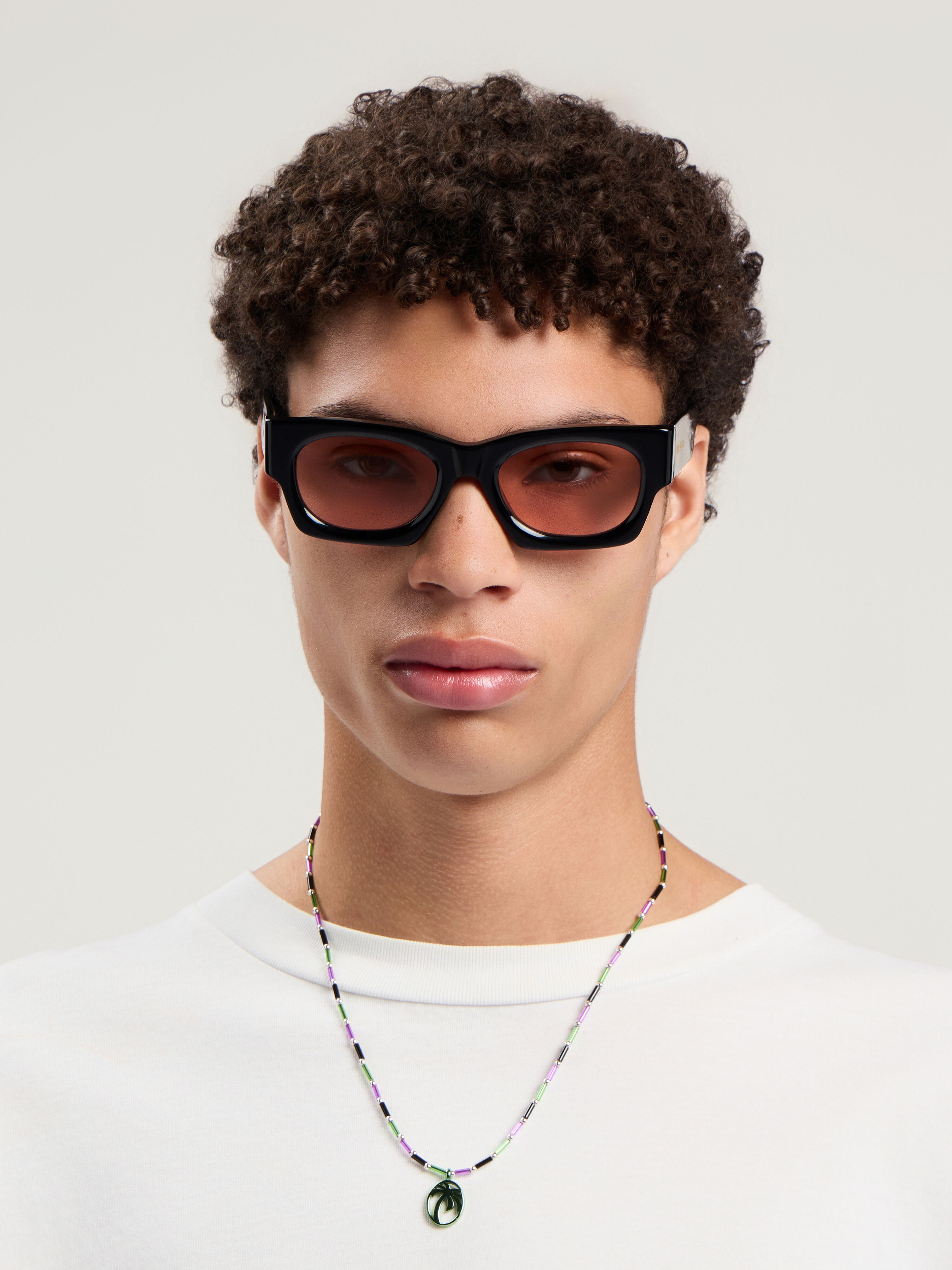 PALM ANGELS Oval Beads Necklace GREEN - VIOLET PMOB12IF25MAT001