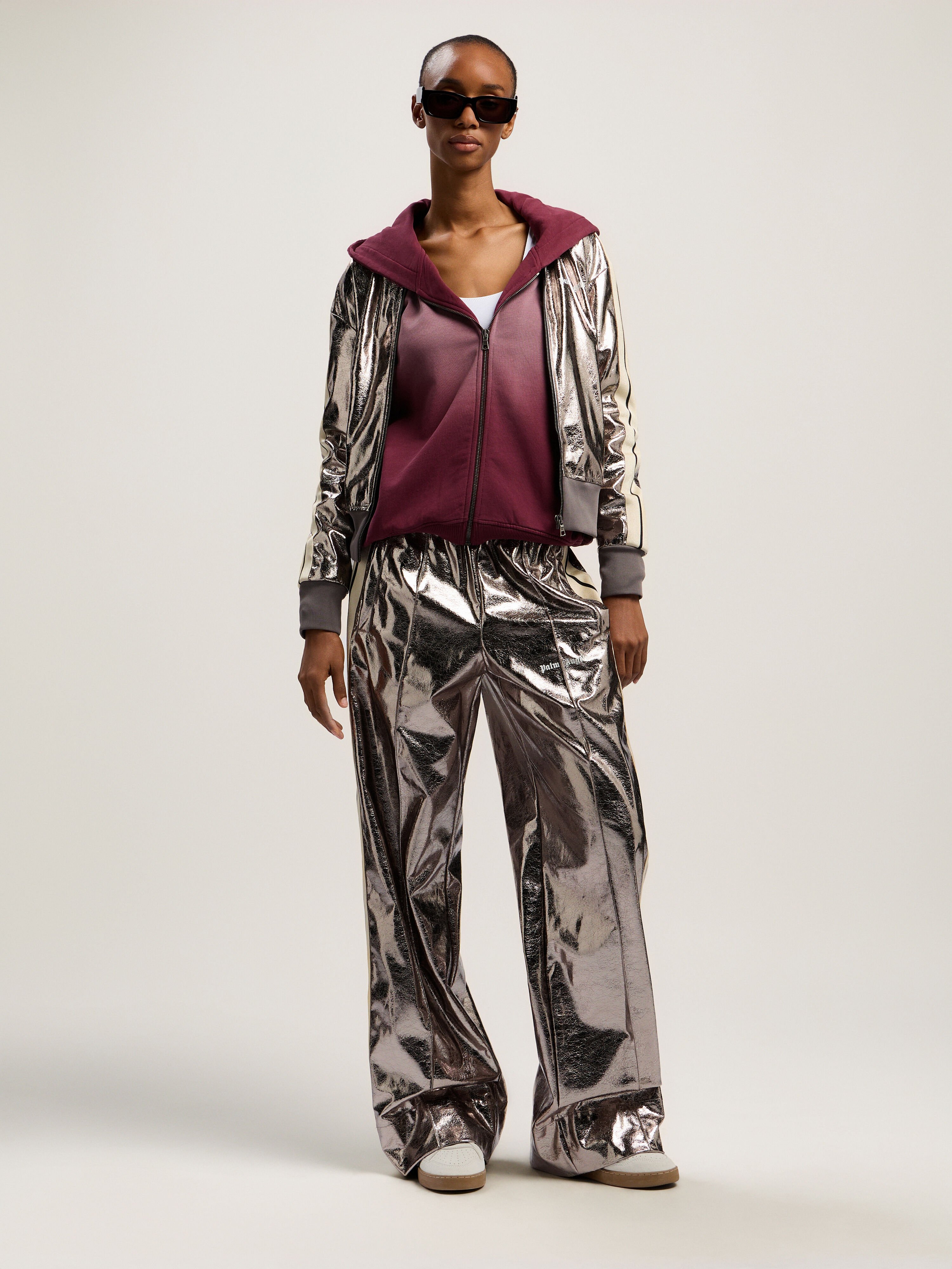 Book Club Zip Crop Hoodie PALM ANGELS Book Club Zip Crop Hoodie BURGUNDY - IVORY PWBE014F25FLE002