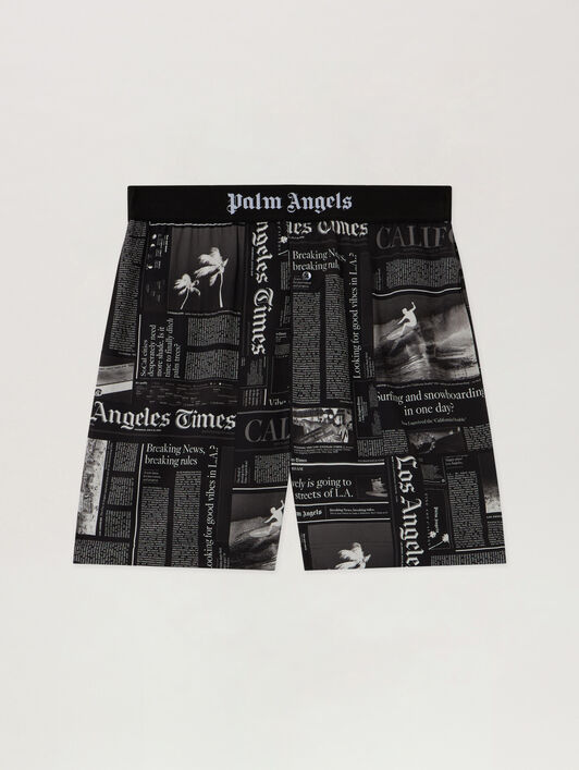 PALM ANGELS PaxLaTimes Drawstring Shorts BLACK - OFF WHITE PMCB044F25FAB001
