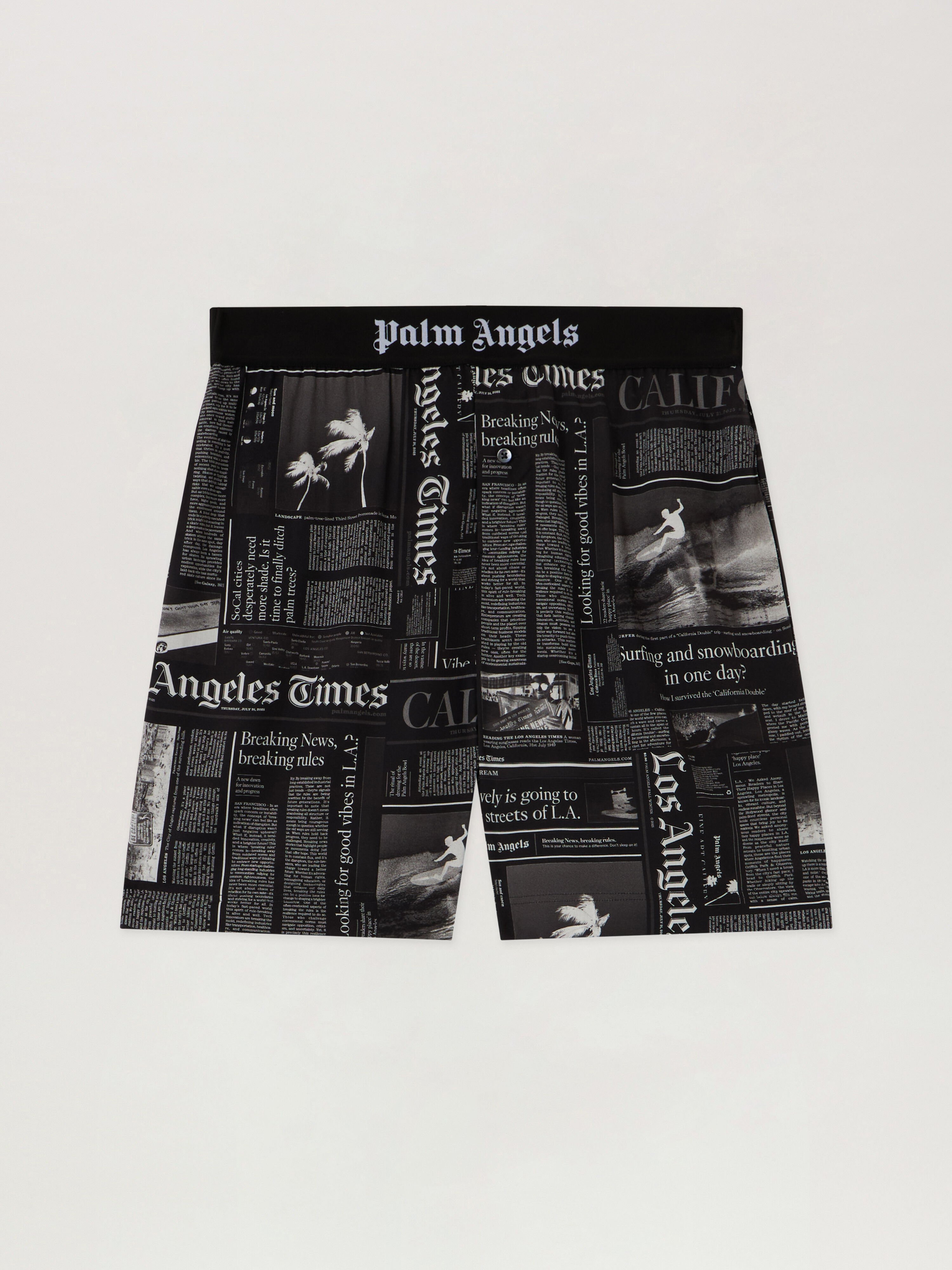 PALM ANGELS PaxLaTimes Drawstring Shorts BLACK - OFF WHITE PMCB044F25FAB001