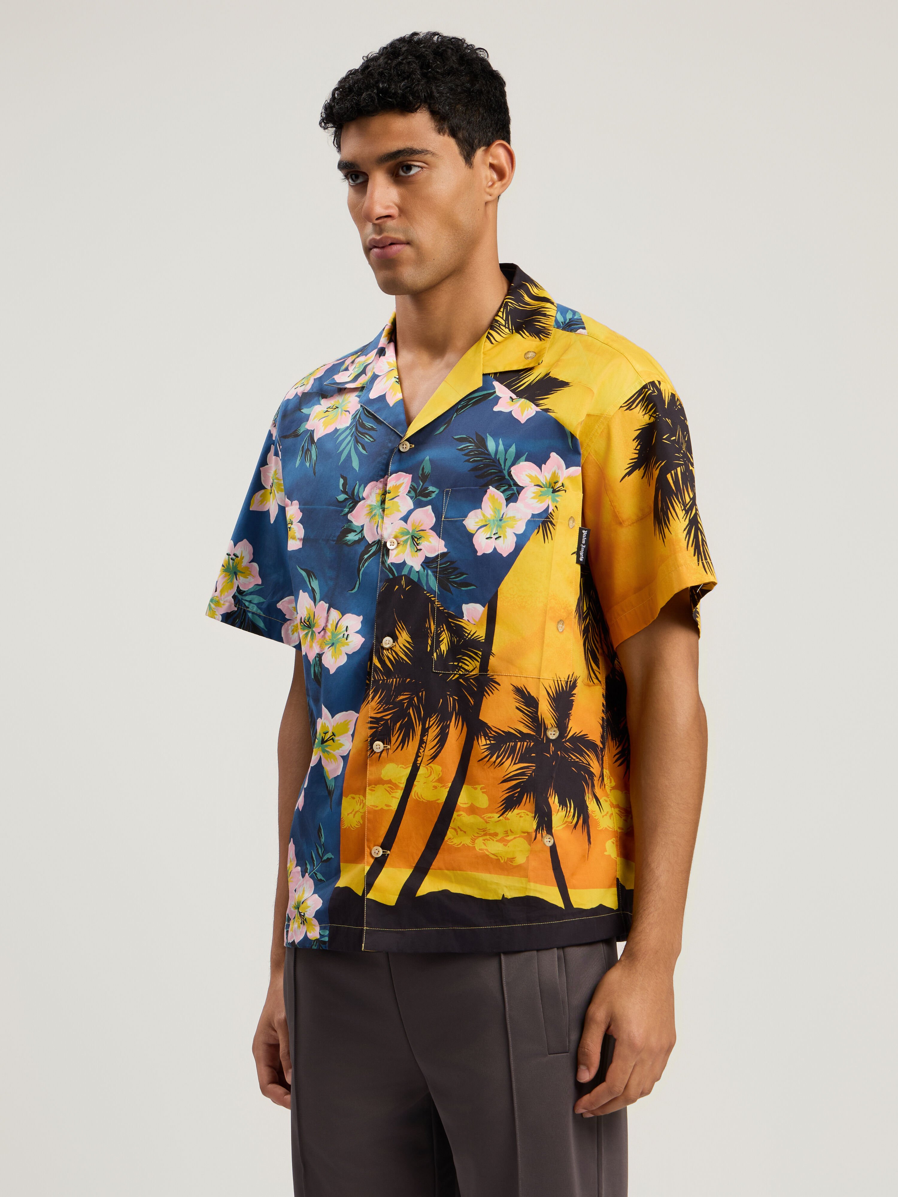 PALM ANGELS PaxVlbq  Hawaian Mix Shirt BLUE - YELLOW PMGG00DF25FAB001