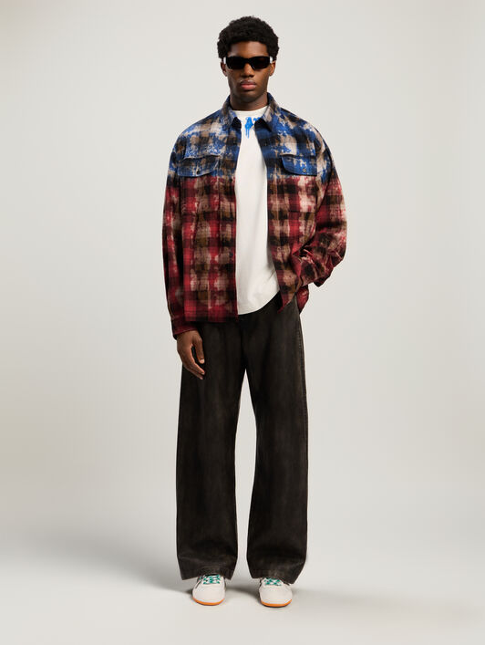 PALM ANGELS Curved Logo Over T-shirt OFF WHITE - COBALT BLUE PMAA10BF25JER006