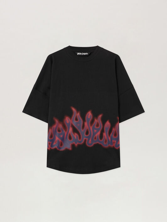 PALM ANGELS Flames Over T-Shirt BLACK - MULTICOLOR PMAA10BF25JER003