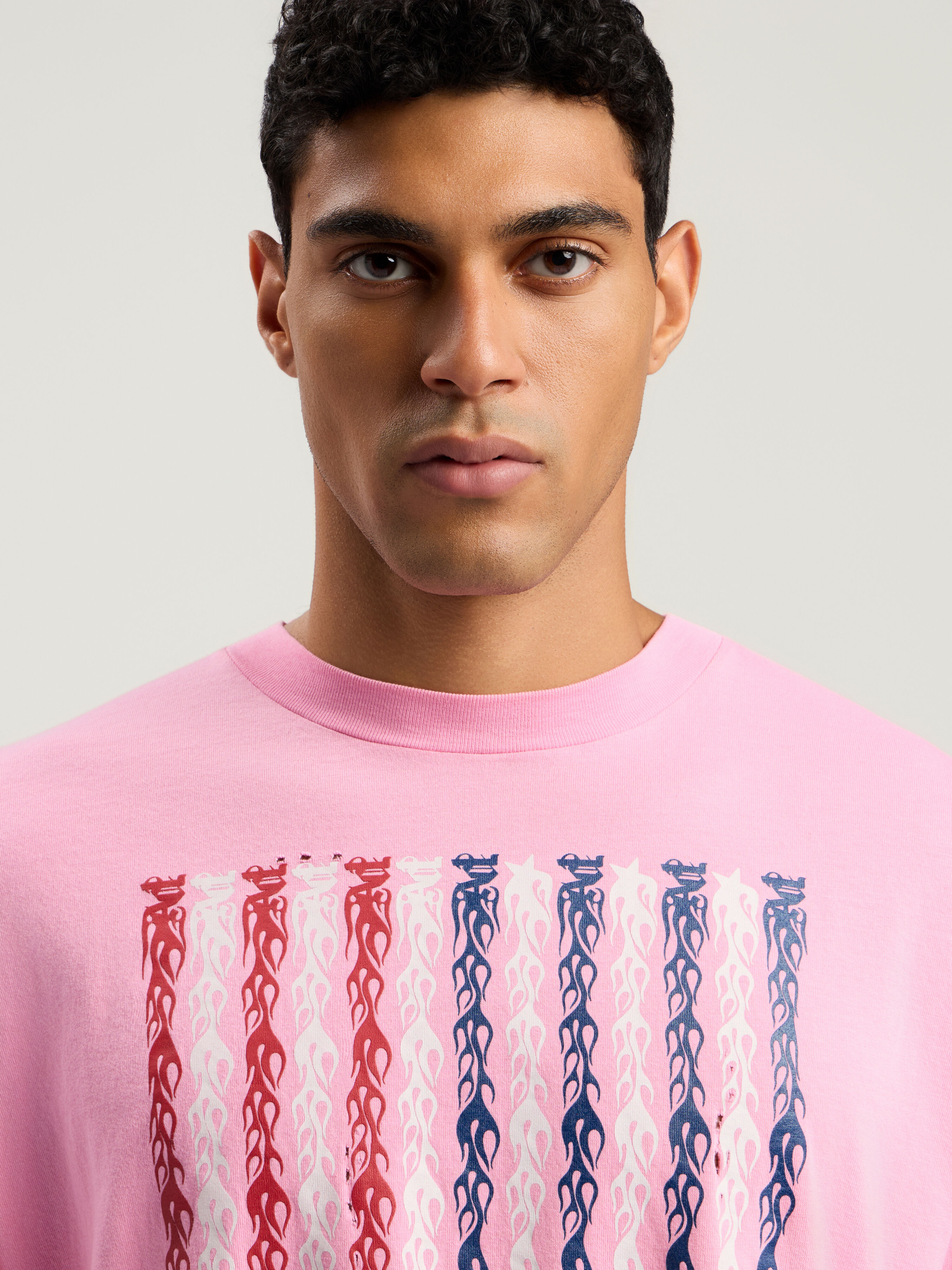 PALM ANGELS Flames Flag Long Sleeve T-Shirt PINK - MULTICOLOR PMAB058F25JER001