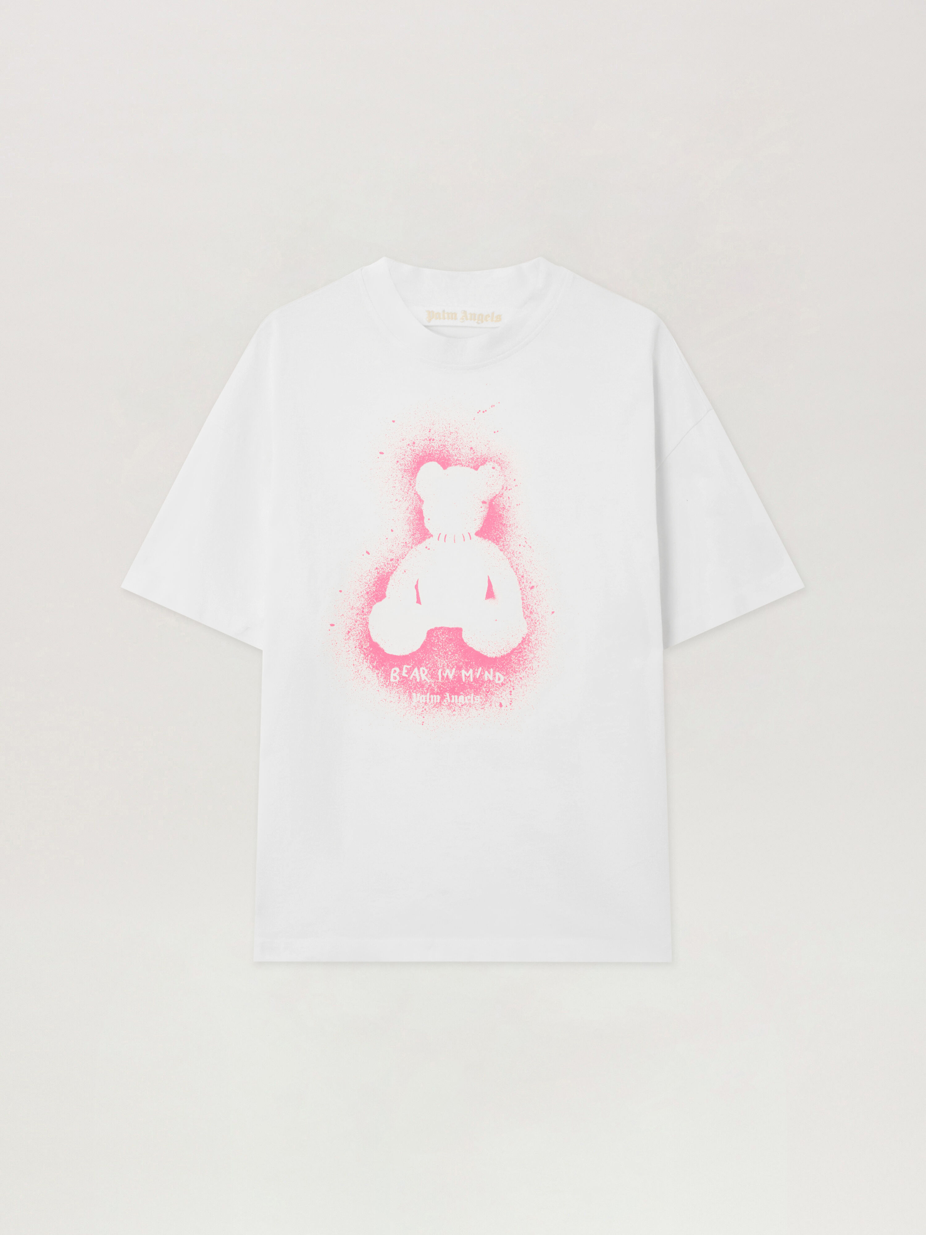 Spray Bear Loose T-Shirt PALM ANGELS Spray Bear Loose T-Shirt OFF WHITE - FUCHSIA FLUO PWAA07BF25JER005