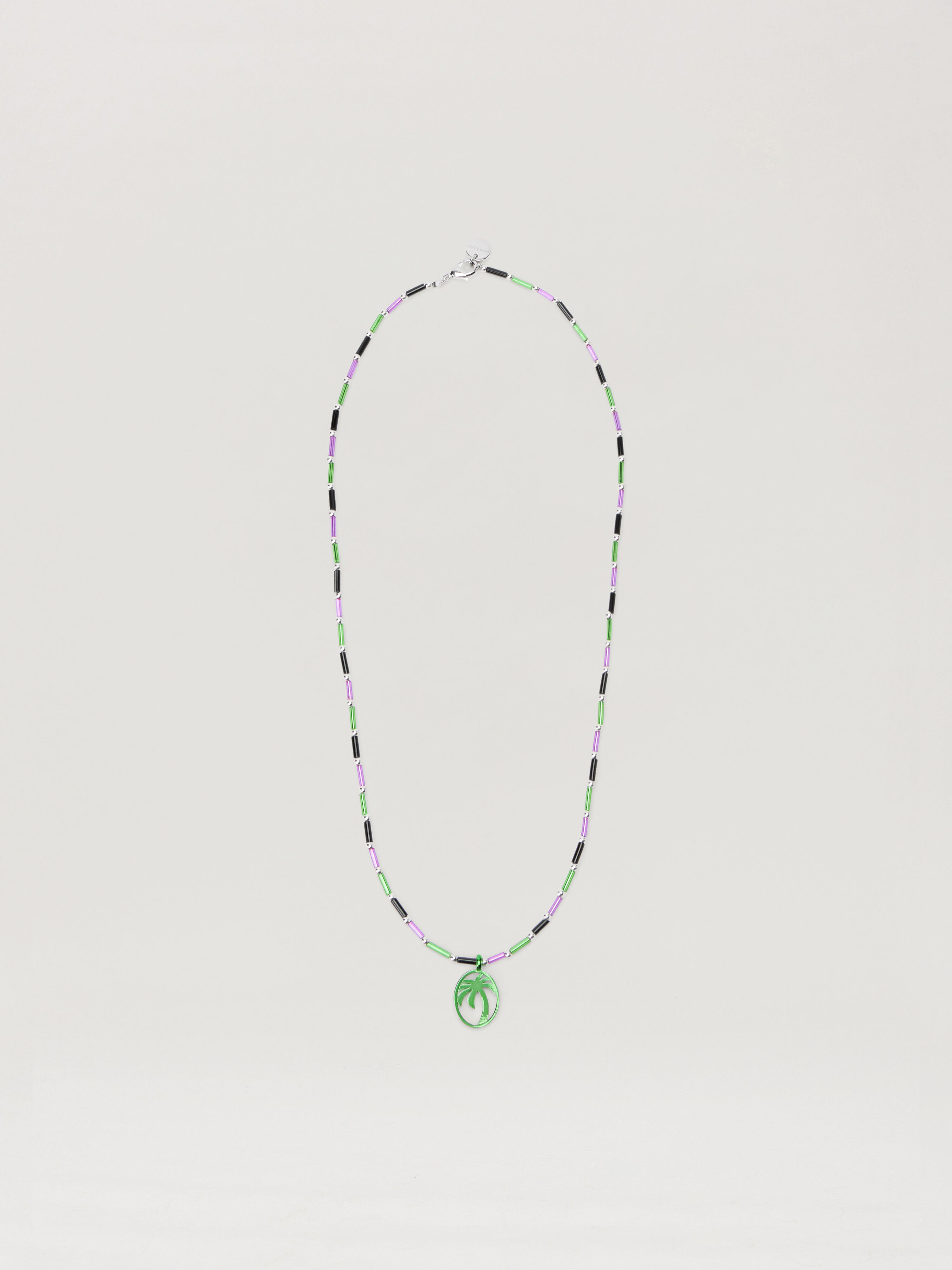 PALM ANGELS Oval Beads Necklace GREEN - VIOLET PMOB12IF25MAT001