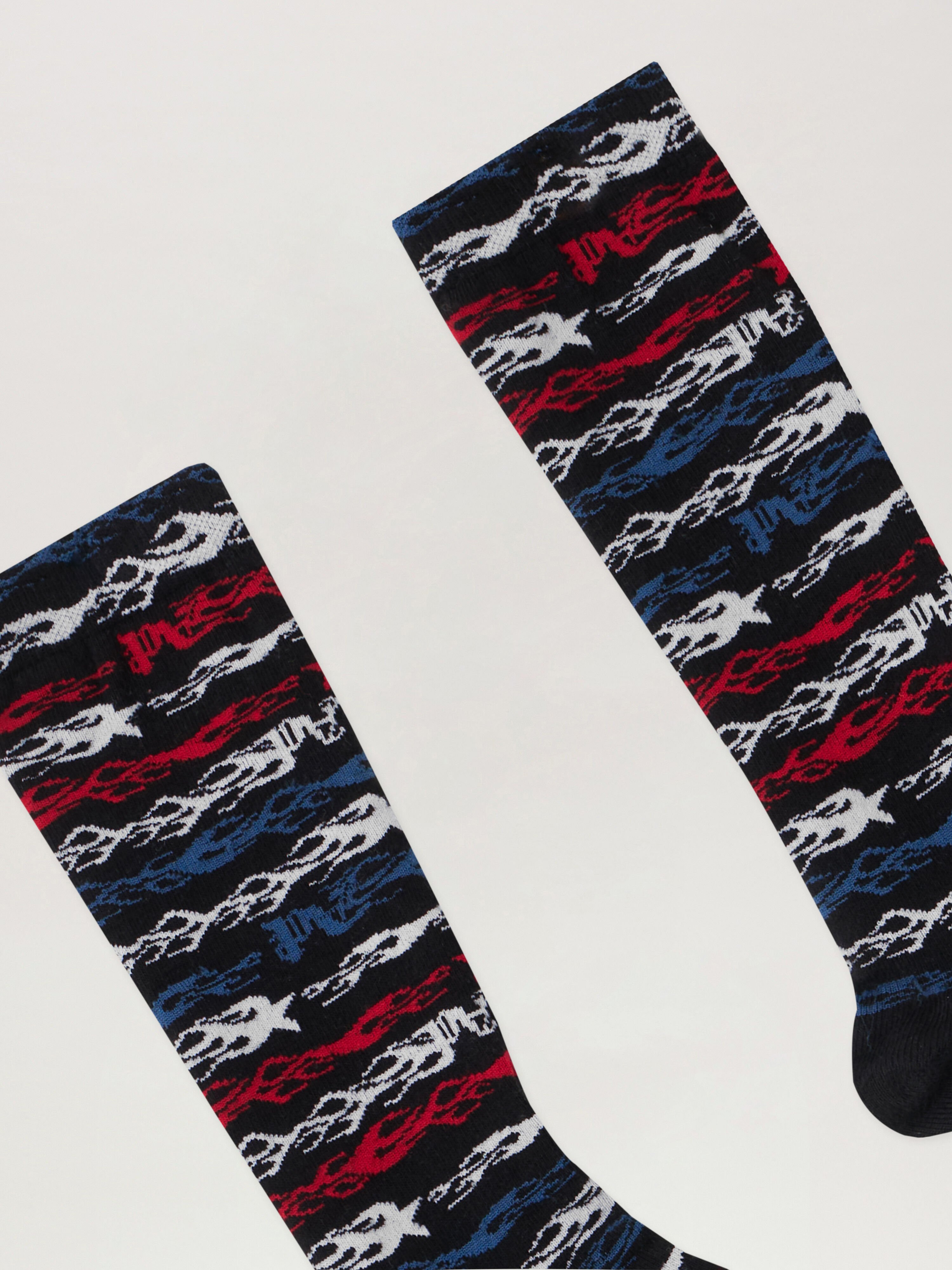 PALM ANGELS Flames Flag Jacquard Socks BLACK - MULTICOLOR PMRA00BF25FAB001
