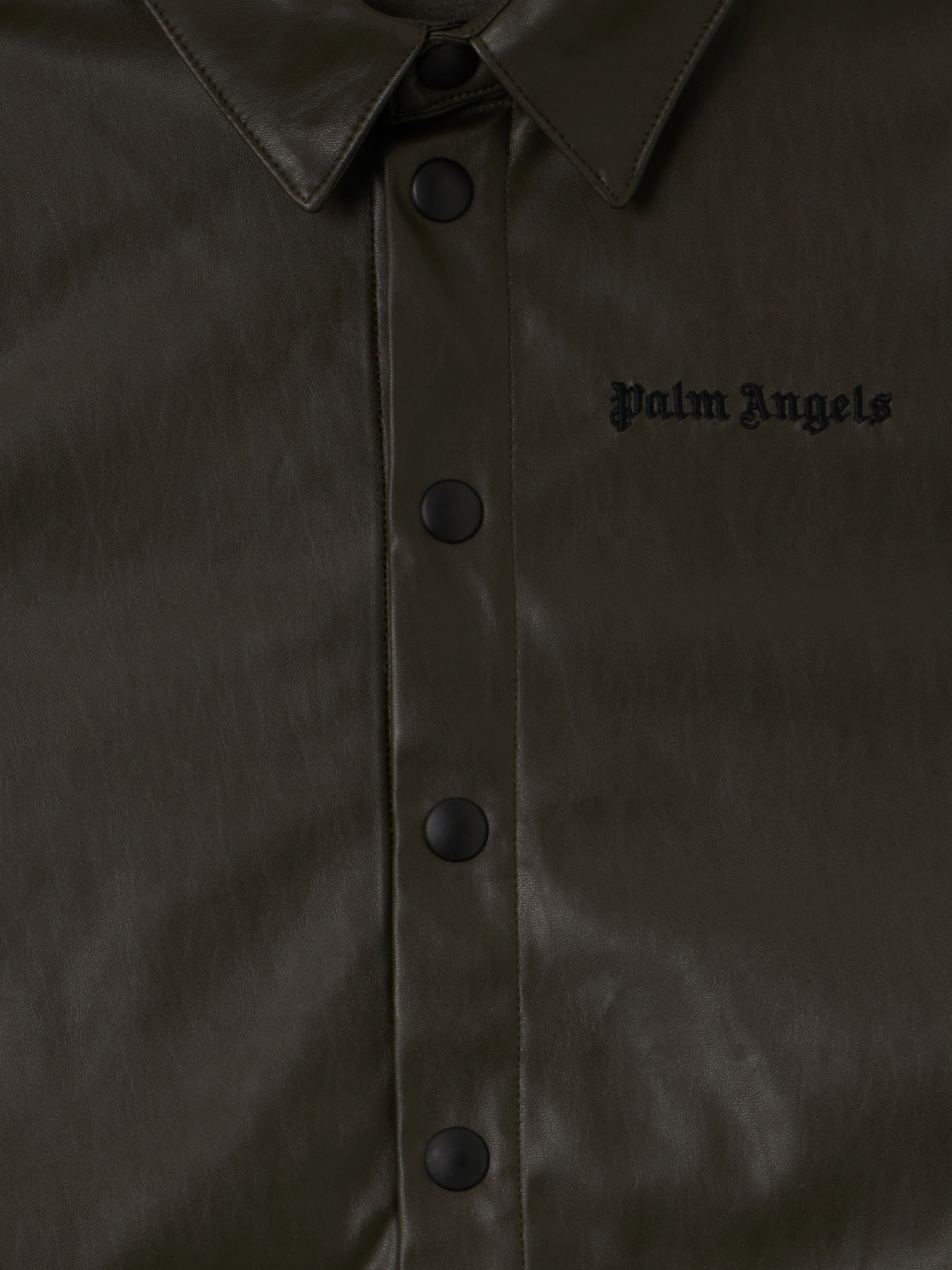 PALM ANGELS Coated Track Shirt MILITARY GREEN - BLACK PBGA009F25FAB001