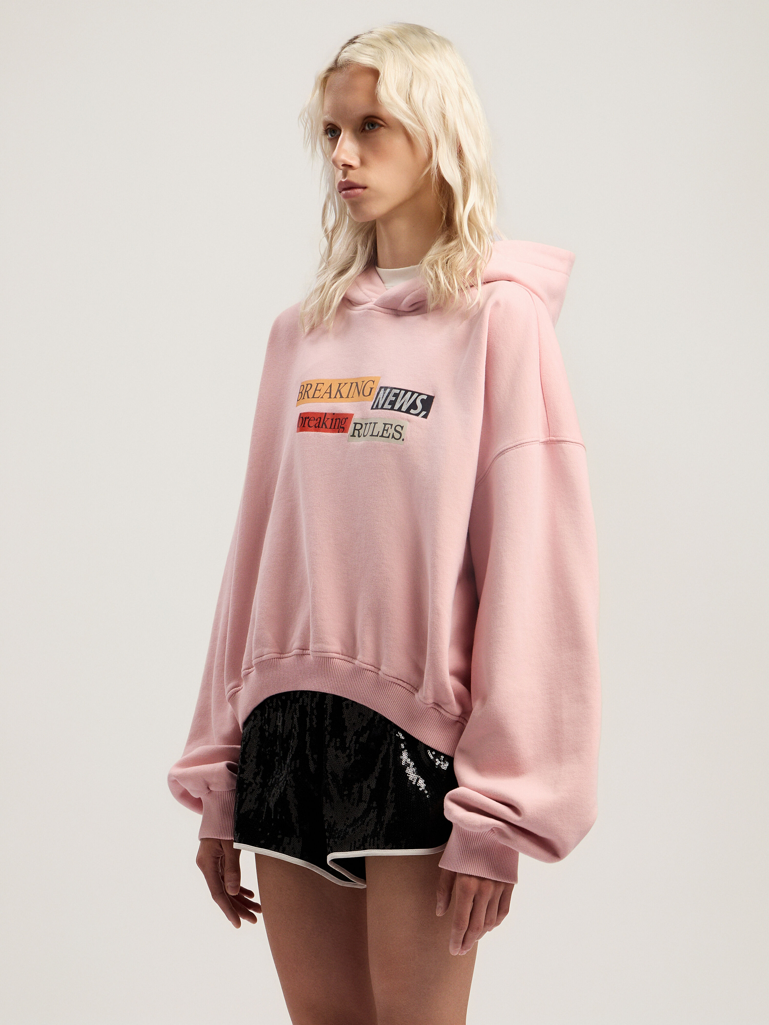 PALM ANGELS PaXLaTimes Quote Crop Hoodie PINK - MULTICOLOR PWBB076F25FLE005