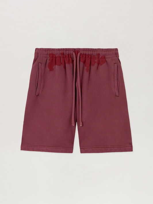 PALM ANGELS Spray Waist Logo Sweatshorts BURGUNDY - RED PMCI019F25FLE001