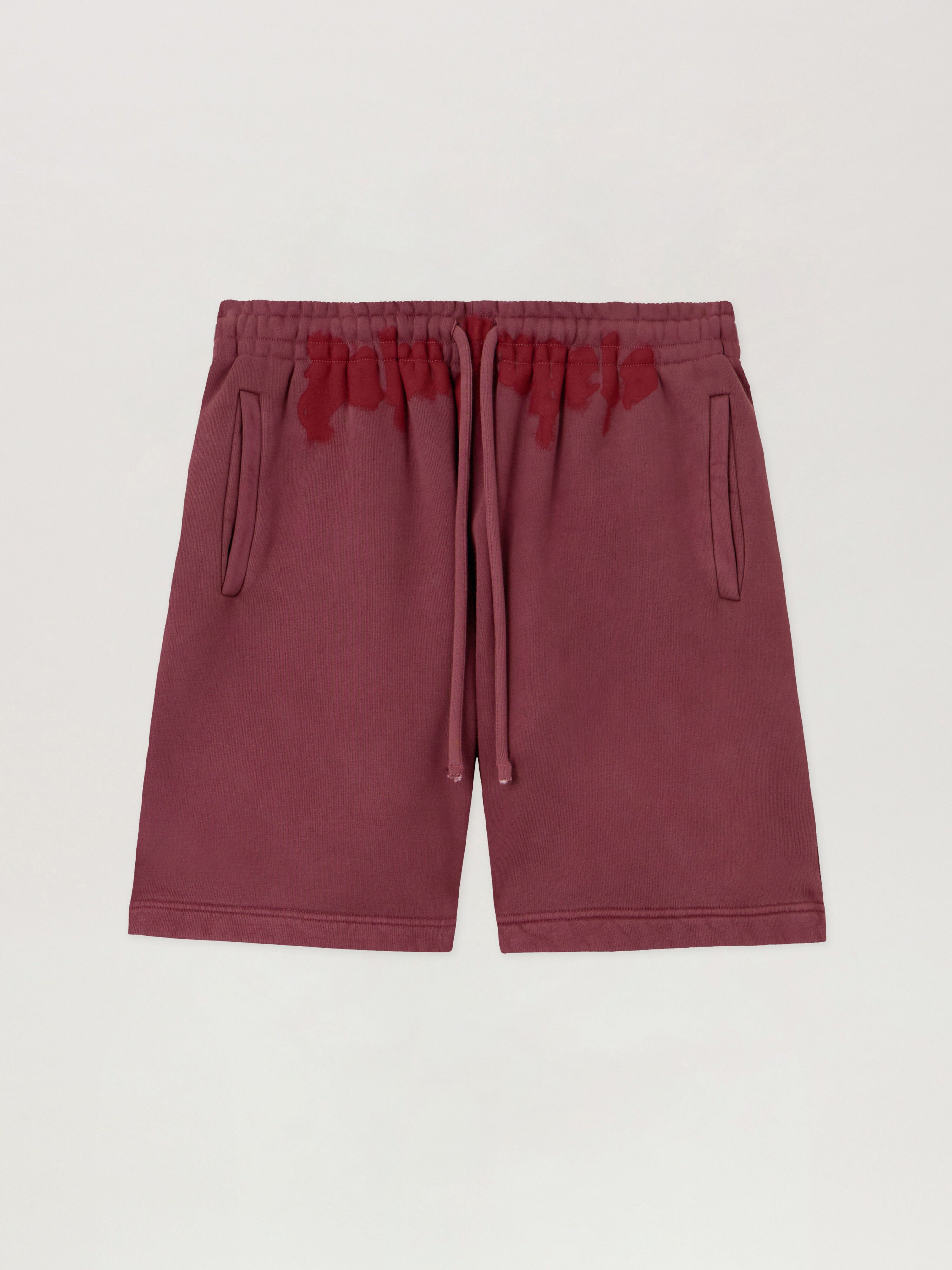 PALM ANGELS Spray Waist Logo Sweatshorts BURGUNDY - RED PMCI019F25FLE001