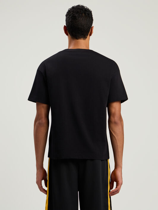 PALM ANGELS Spray Bear Regular T-Shirt BLACK - ORANGE FLUO PMAA109F25JER00B