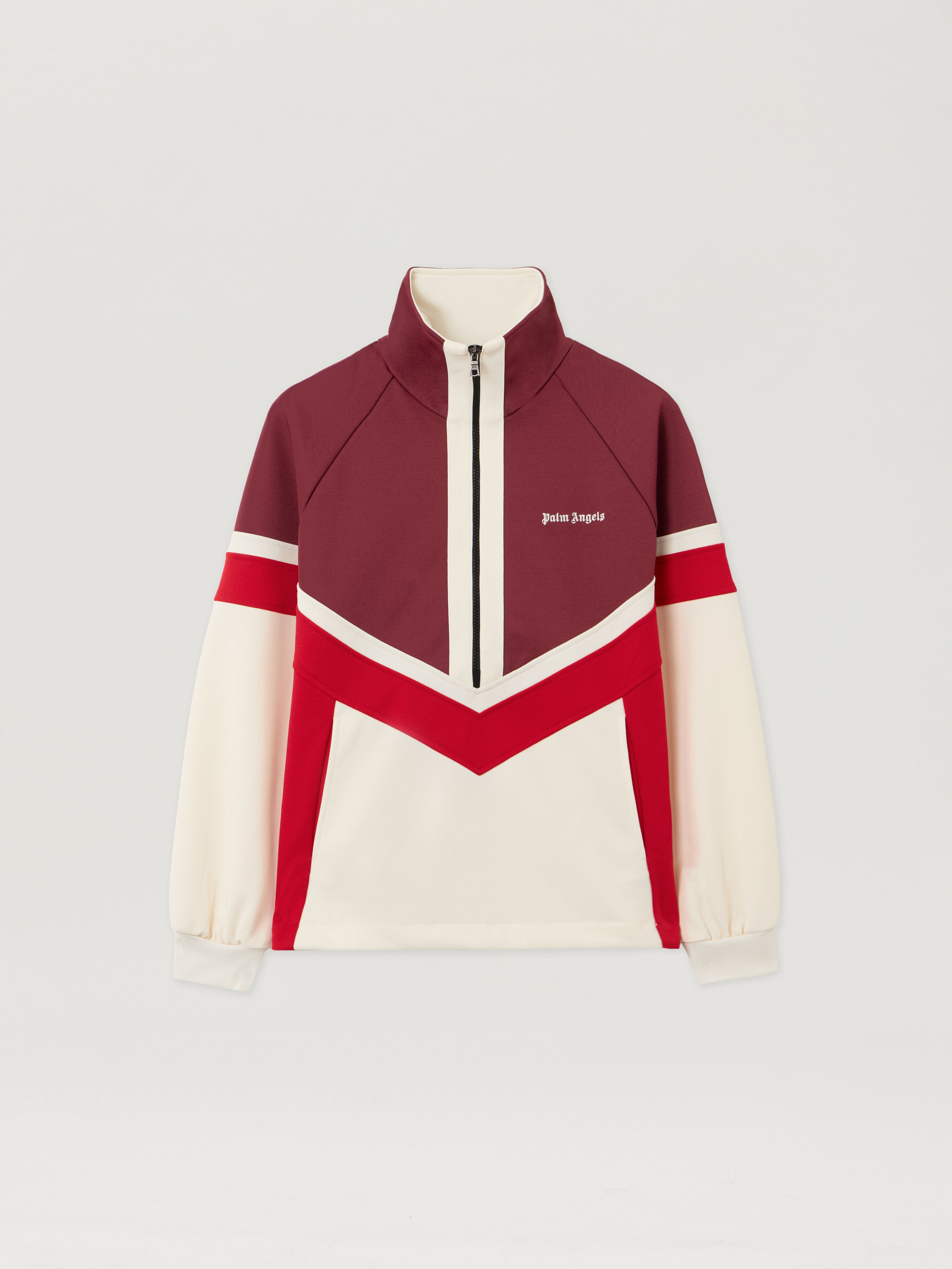 PALM ANGELS Colorblock Anorak Track Jacket BURGUNDY - OFF WHITE PWBD067F25FAB001