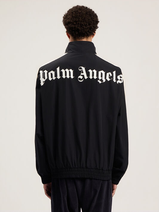 PALM ANGELS Classic Logo Windbreaker Jacket BLACK - OFF WHITE PMEB029F25FAB001