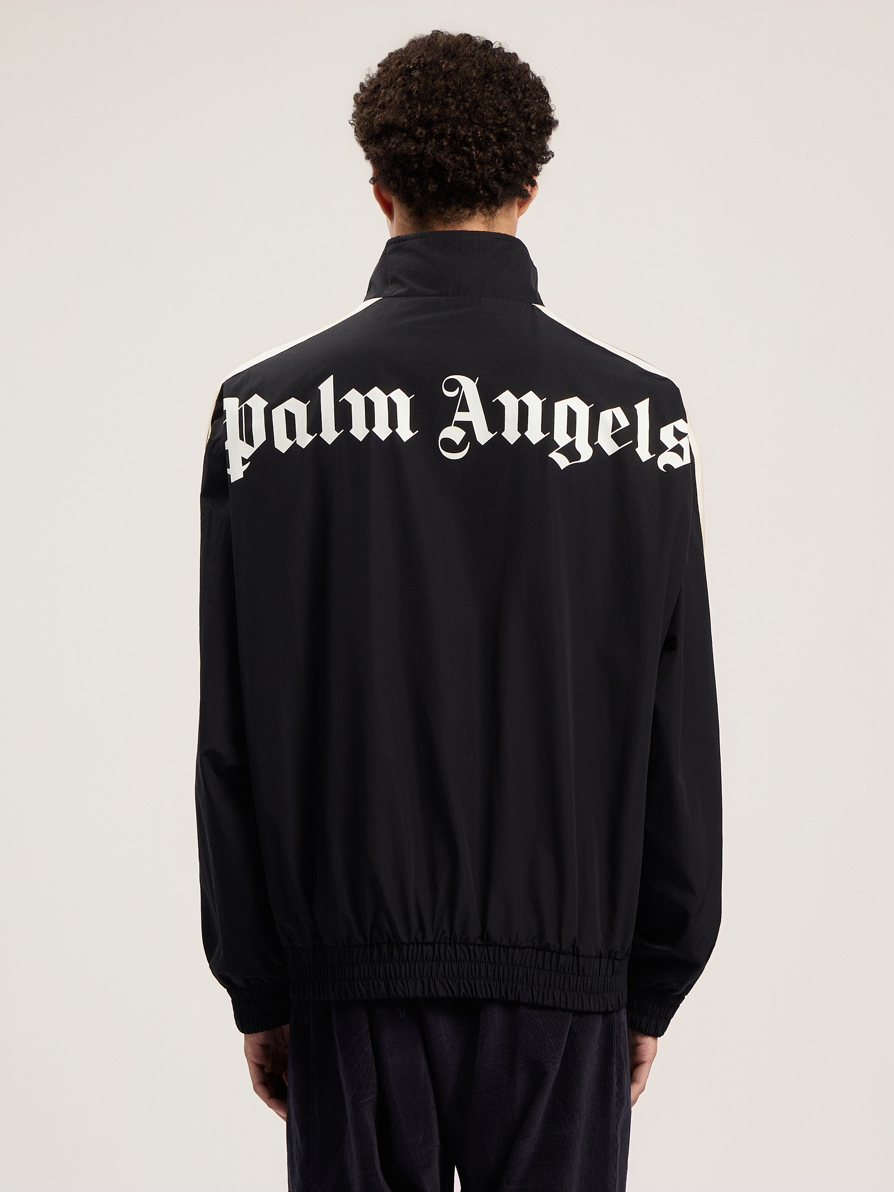 PALM ANGELS Classic Logo Windbreaker Jacket BLACK - OFF WHITE PMEB029F25FAB001