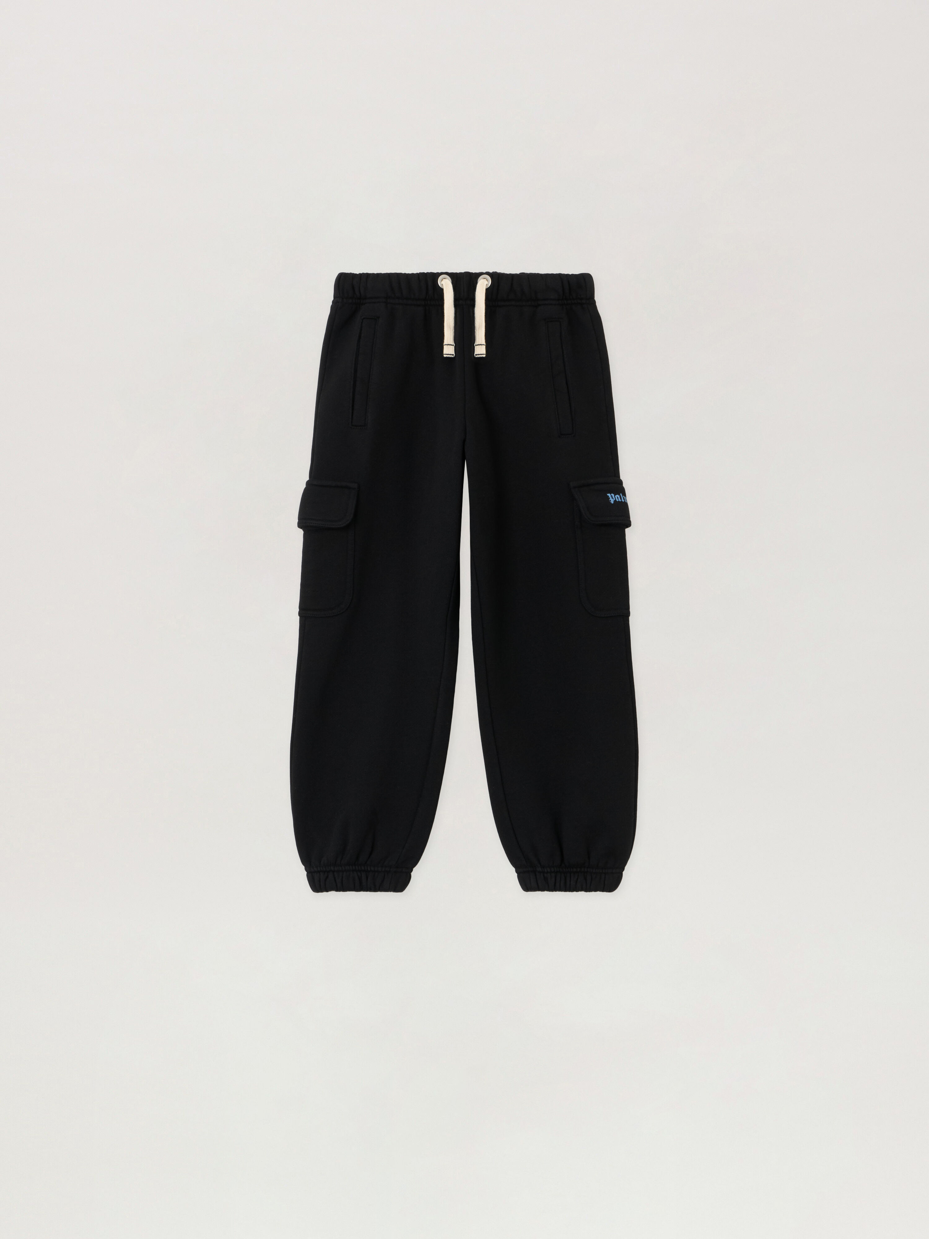 PALM ANGELS Cargo Sweatpants BLACK - LIGHT BLUE PBCH016F25FLE001