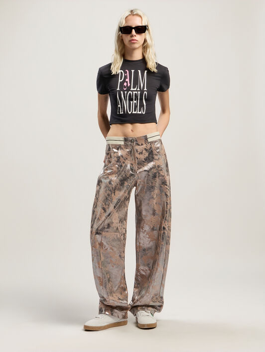 PALM ANGELS Flames Baby Tee BLACK - OFF WHITE PWAA077F25JER003