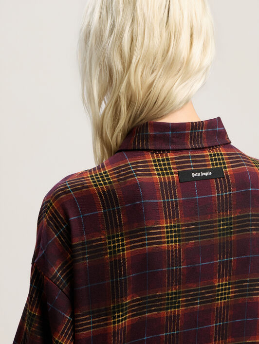 PALM ANGELS Overdyed Check Flames Shirt BURGUNDY - MULTICOLOR PWGE027F25FAB001
