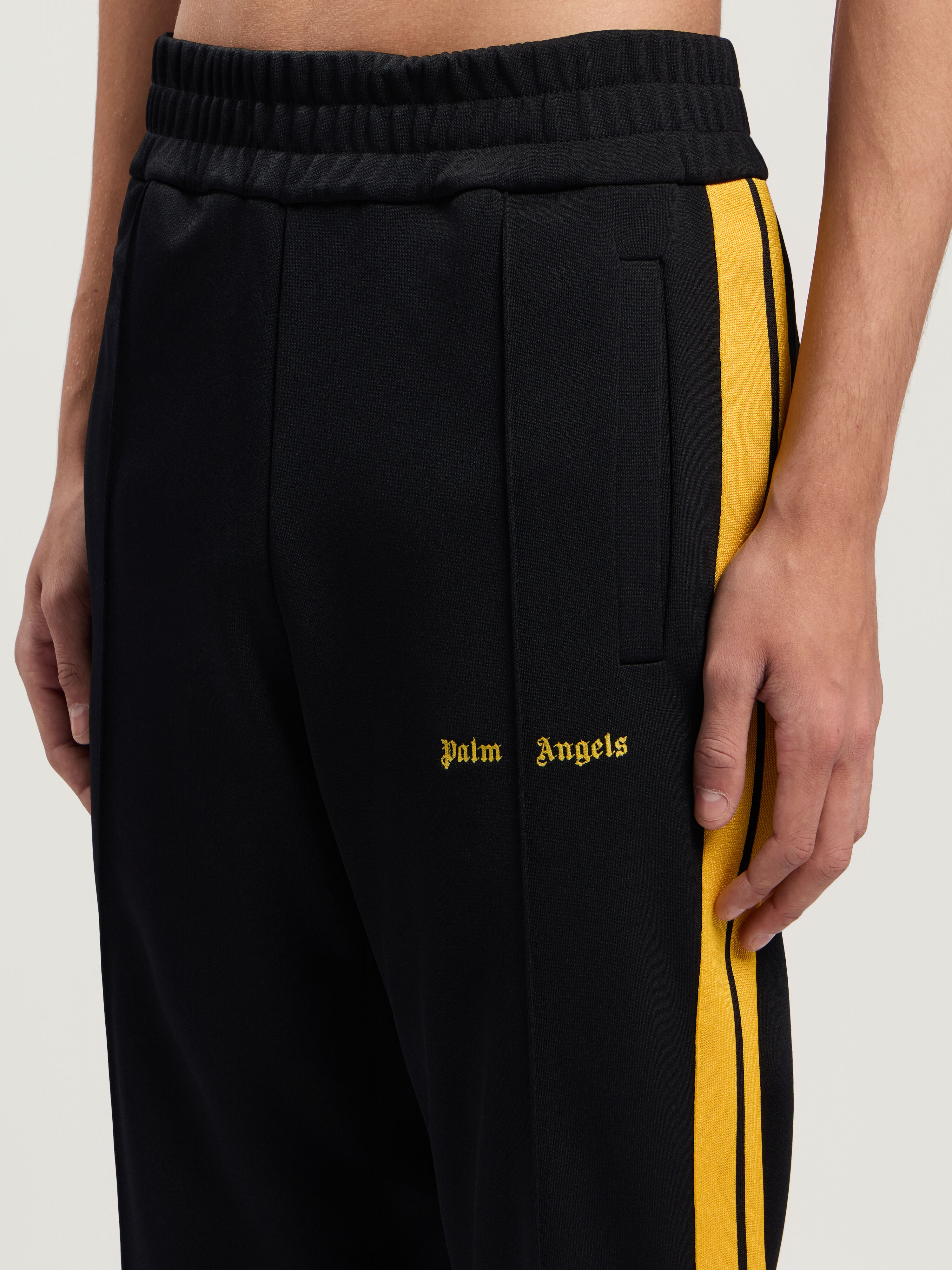 PALM ANGELS Classic Logo Track Pants BLACK - YELLOW PMCJ020F25FAB001