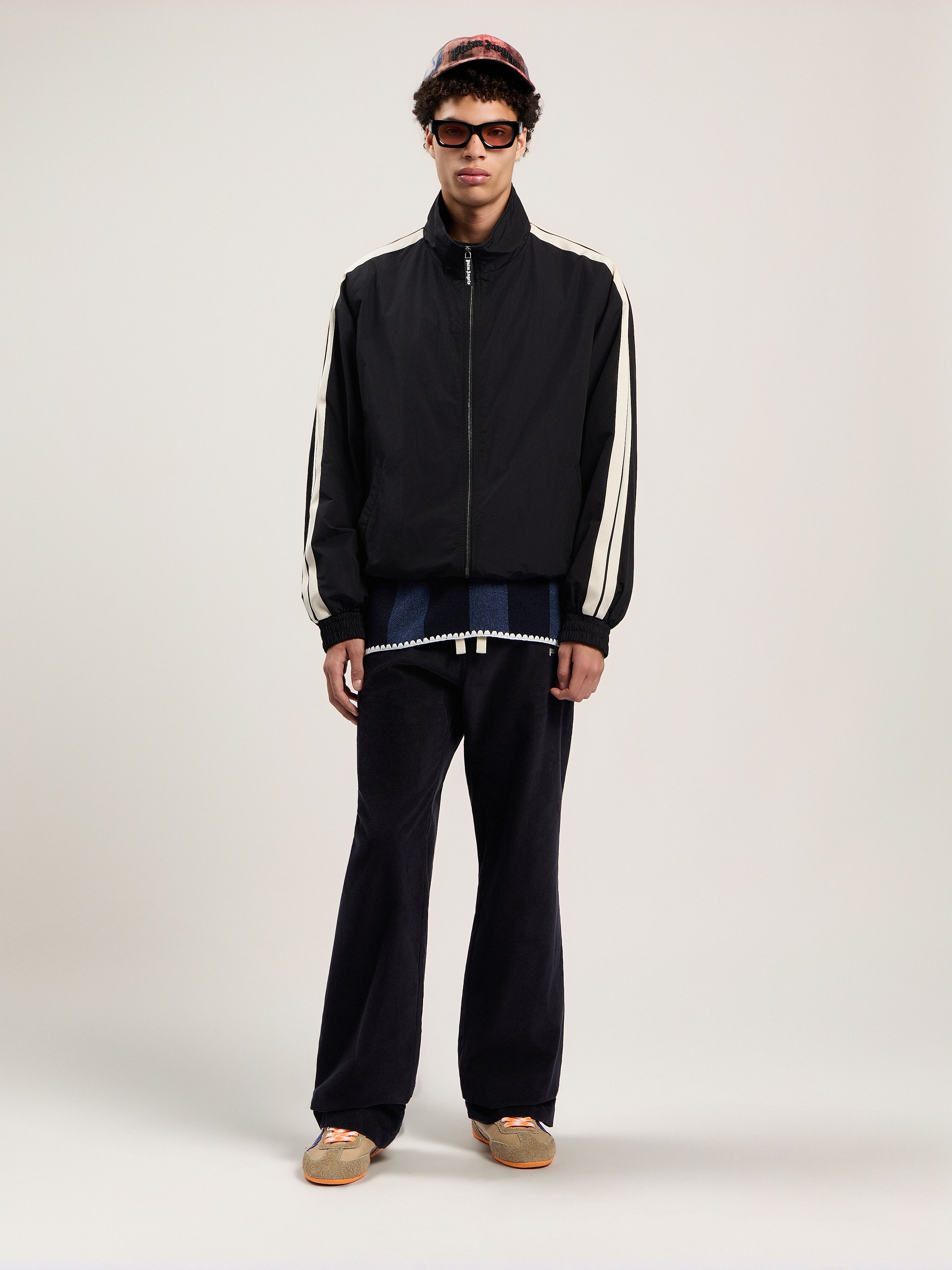 PALM ANGELS Classic Logo Windbreaker Jacket BLACK - OFF WHITE PMEB029F25FAB001