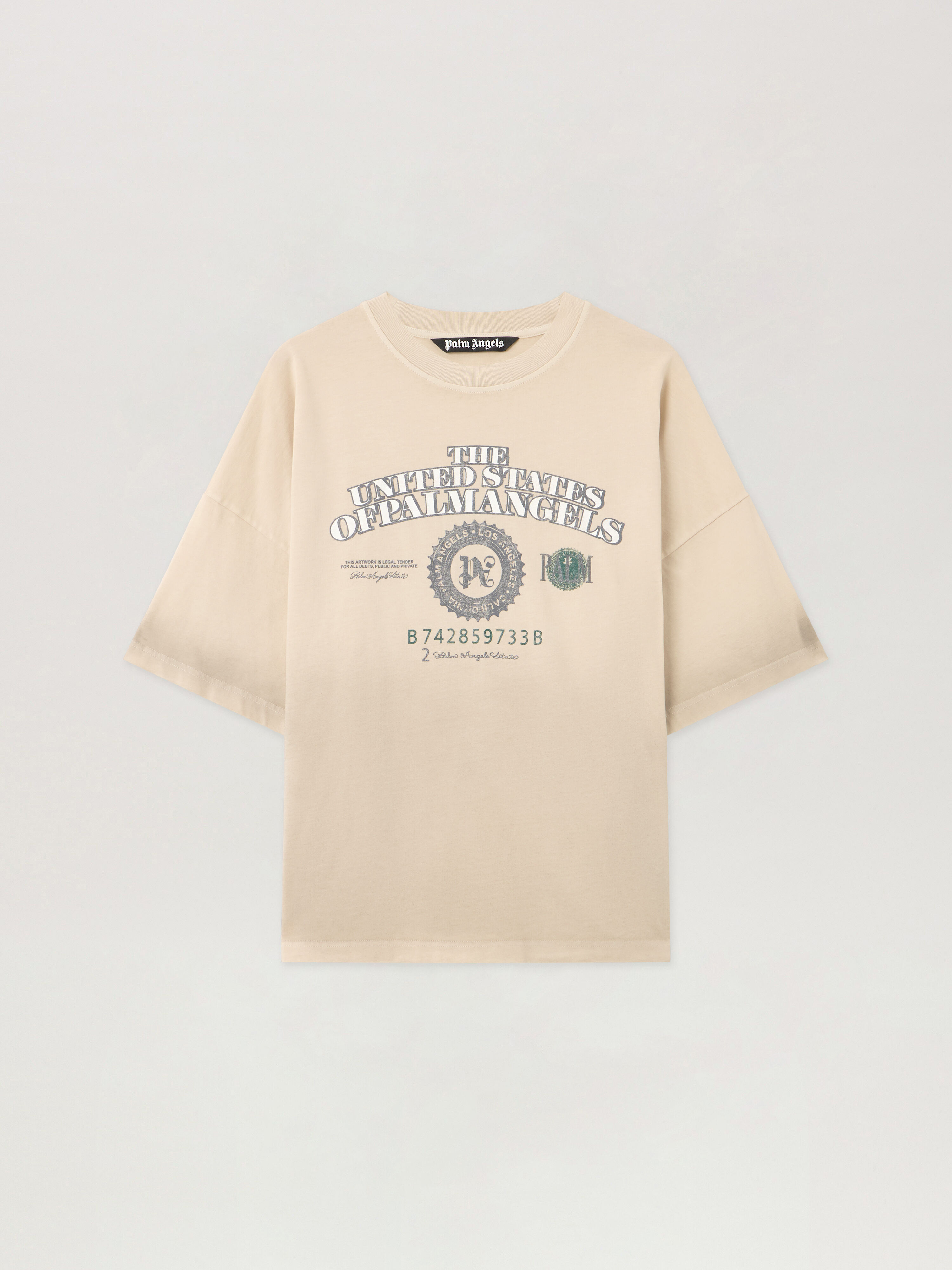 PALM ANGELS Pa Dollar Loose T-Shirt IVORY - BLACK PMAA10DF25JER003