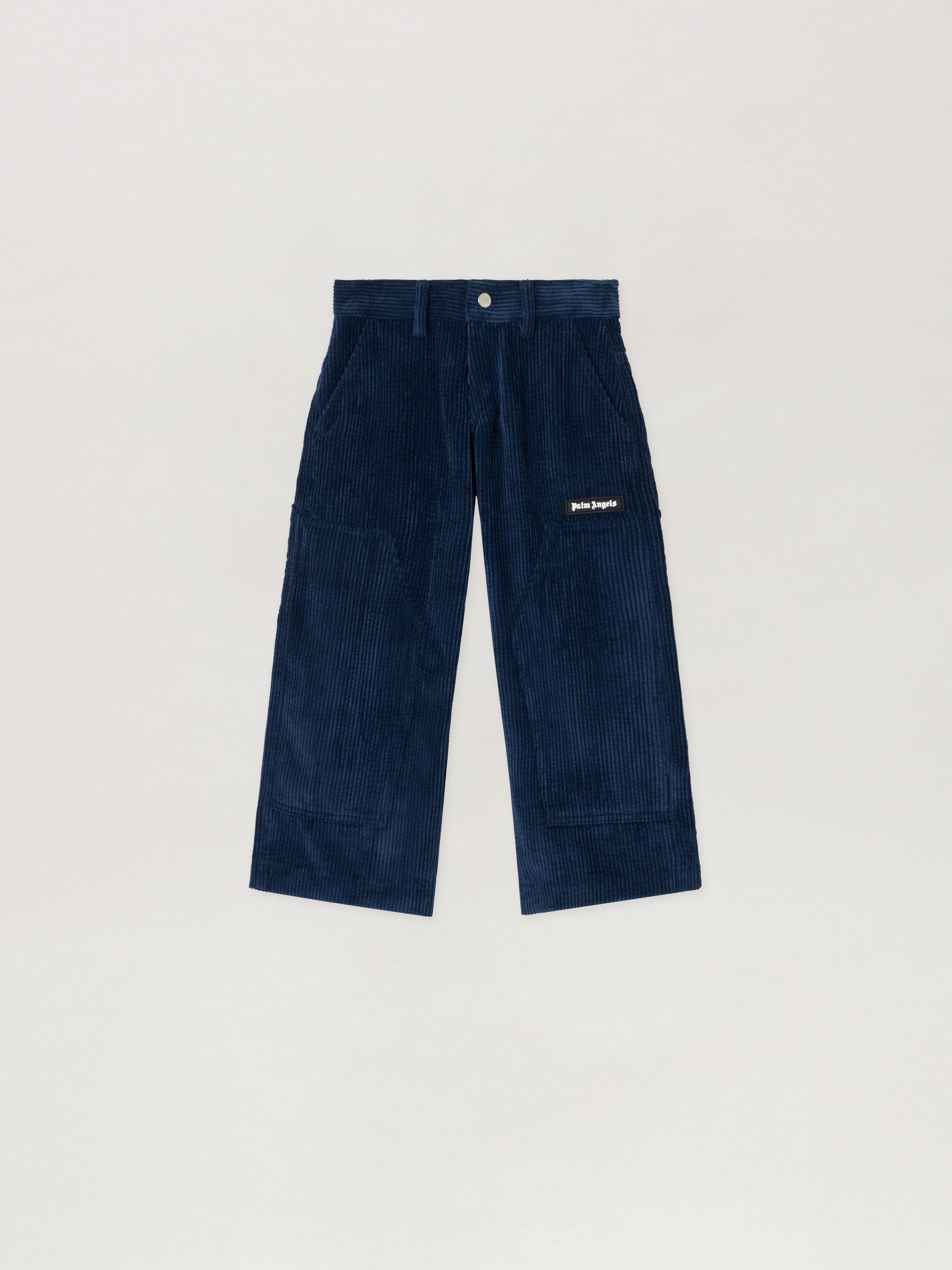 PALM ANGELS Corduroy Work Pants NAVY BLUE - OFF WHITE PBCF006F25FAB001
