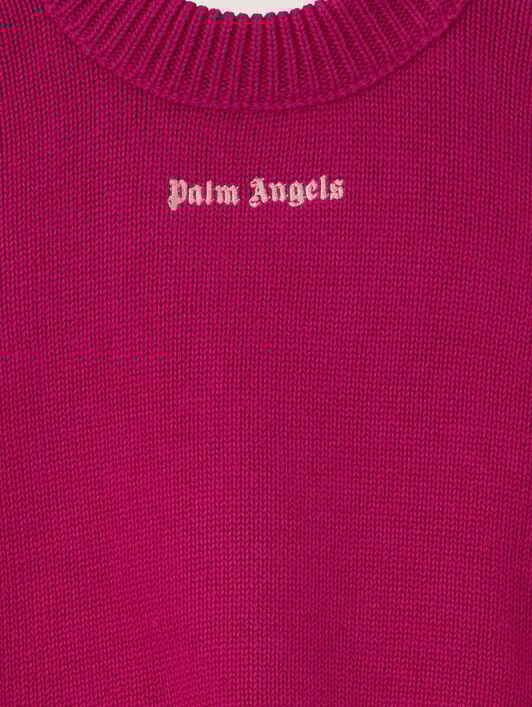 Palms Crop Sweater PALM ANGELS Palms Crop Sweater FUCHSIA - SOFT PINK PGHT001F25KNI001