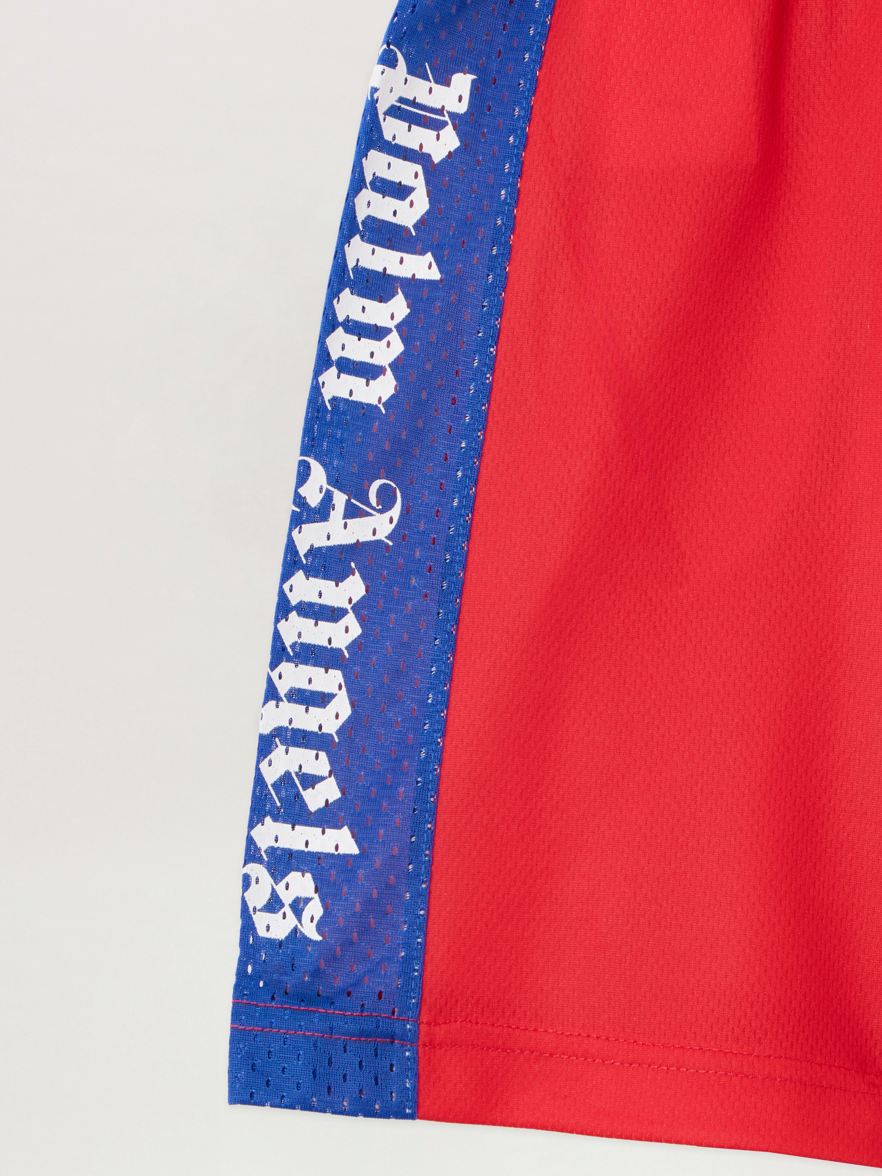 PALM ANGELS Team Palm Soccer Shorts RED - OFF WHITE PBCI00AF25JER001