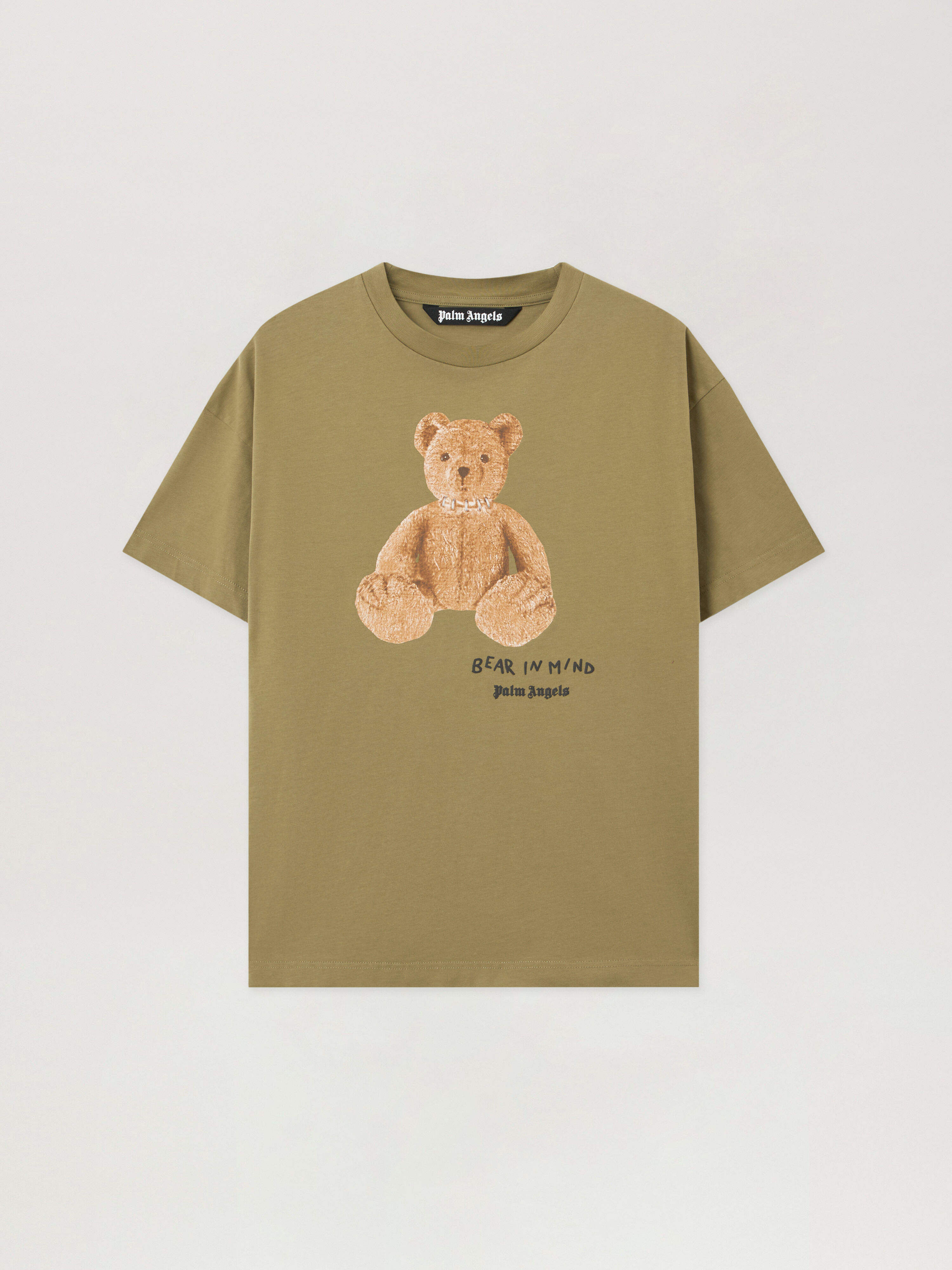 PALM ANGELS Bear In Mind Regular T-Shirt ARMY GREEN - BROWN PMAA109F25JER00A