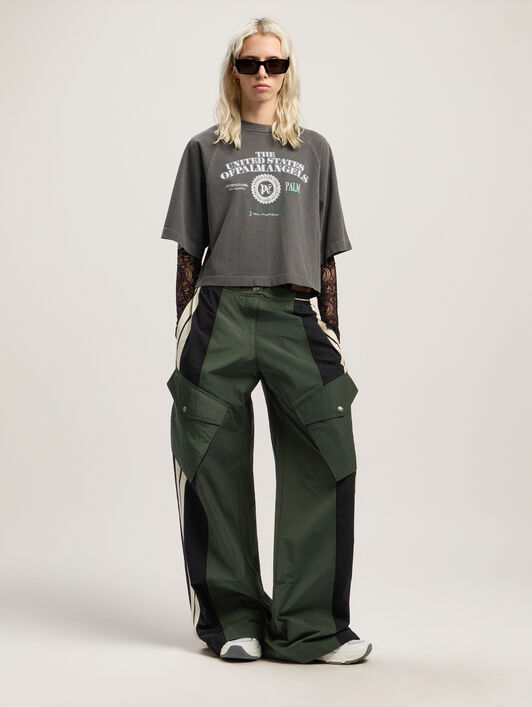 PALM ANGELS Dollar Cropped Tee VINTAGE BLACK - OFF WHITE PWAA07AF25JER001