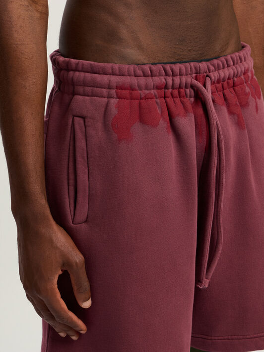 PALM ANGELS Spray Waist Logo Sweatshorts BURGUNDY - RED PMCI019F25FLE001