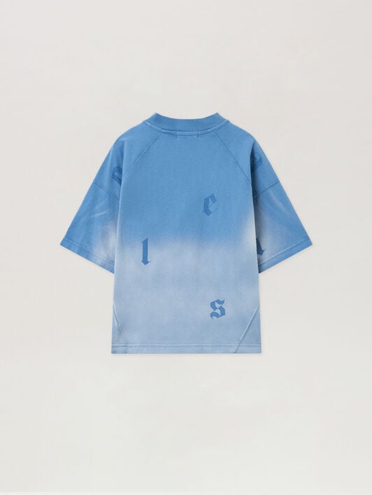Washed Gradient Letters T-Shirt PALM ANGELS Washed Gradient Letters T-Shirt LIGHT BLUE - LIGHT BLUE PBAA017F25JER001