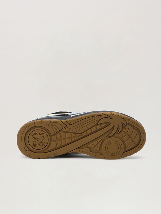 PALM ANGELS Venice Suede Sneakers BLACK - WHITE PMIA101F25LEA003