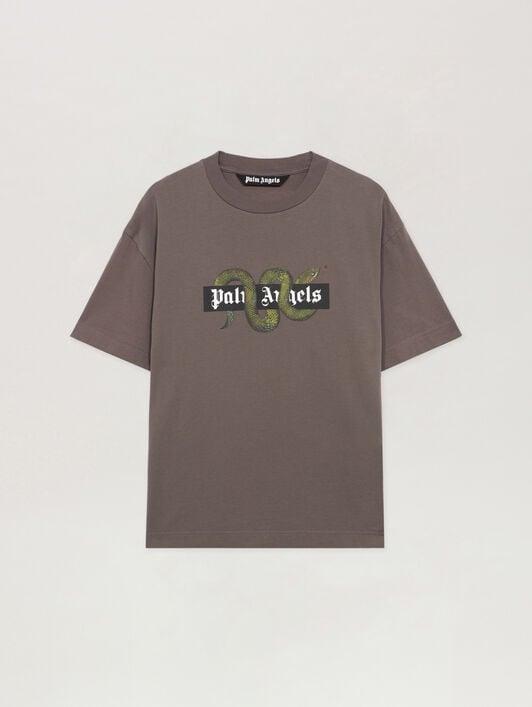 Snake Box Logo Regular T-Shirt PALM ANGELS Snake Box Logo Regular T-Shirt DARK GREY - GREEN PMAA109F25JER008