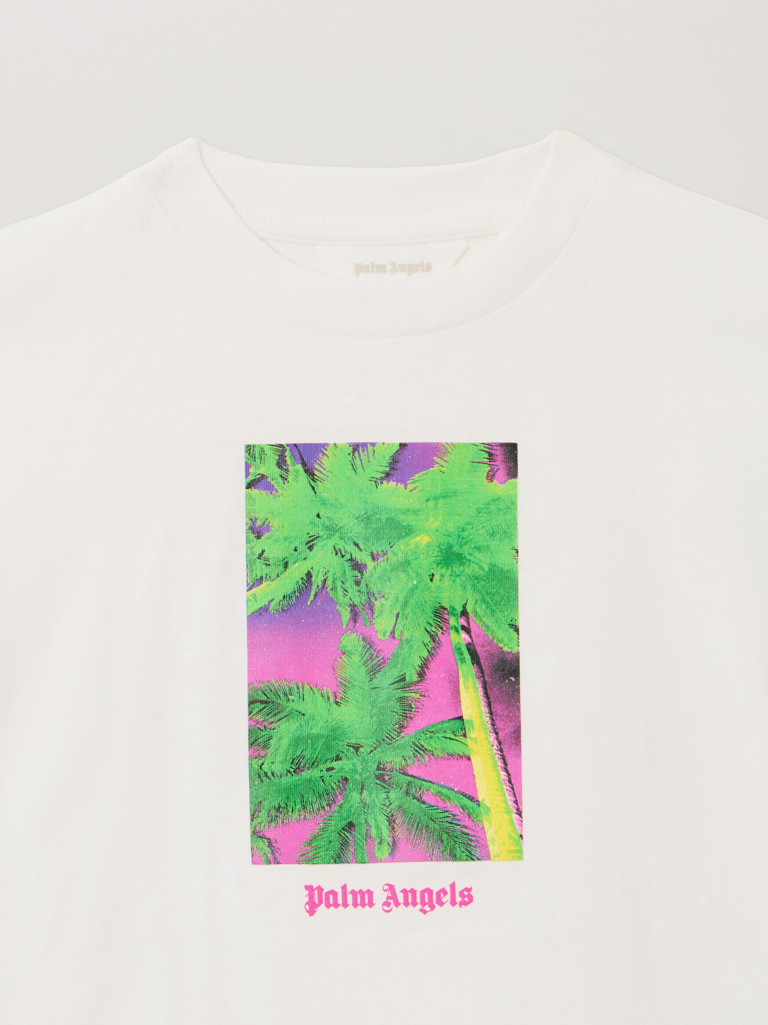 PALM ANGELS Solarized Palms T-Shirt OFF WHITE - GREEN PGAA001F25JER001