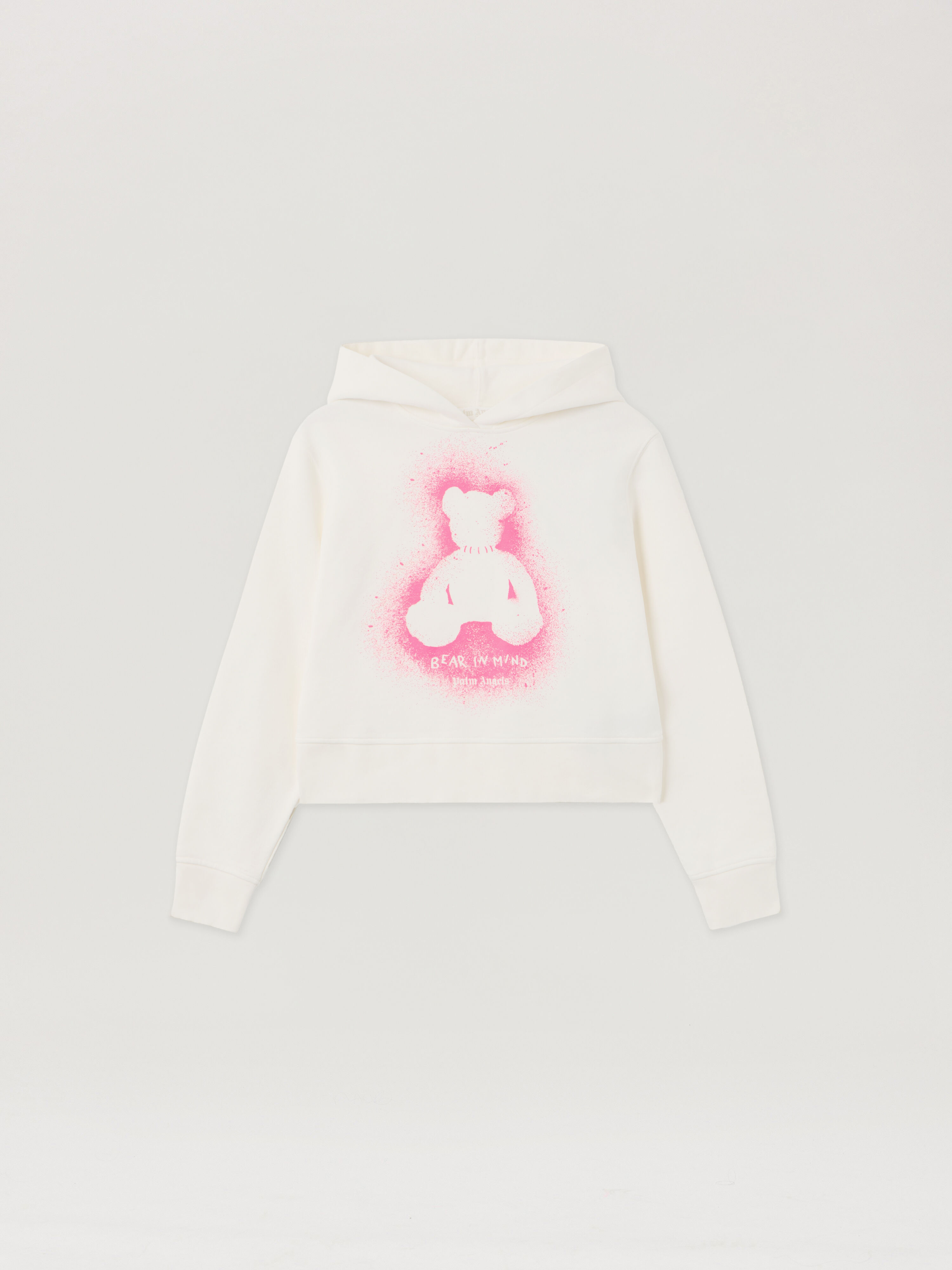 PALM ANGELS Spray Bear Fitted Hoodie OFF WHITE - FUCHSIA FLUO PWBB069F25FLE001