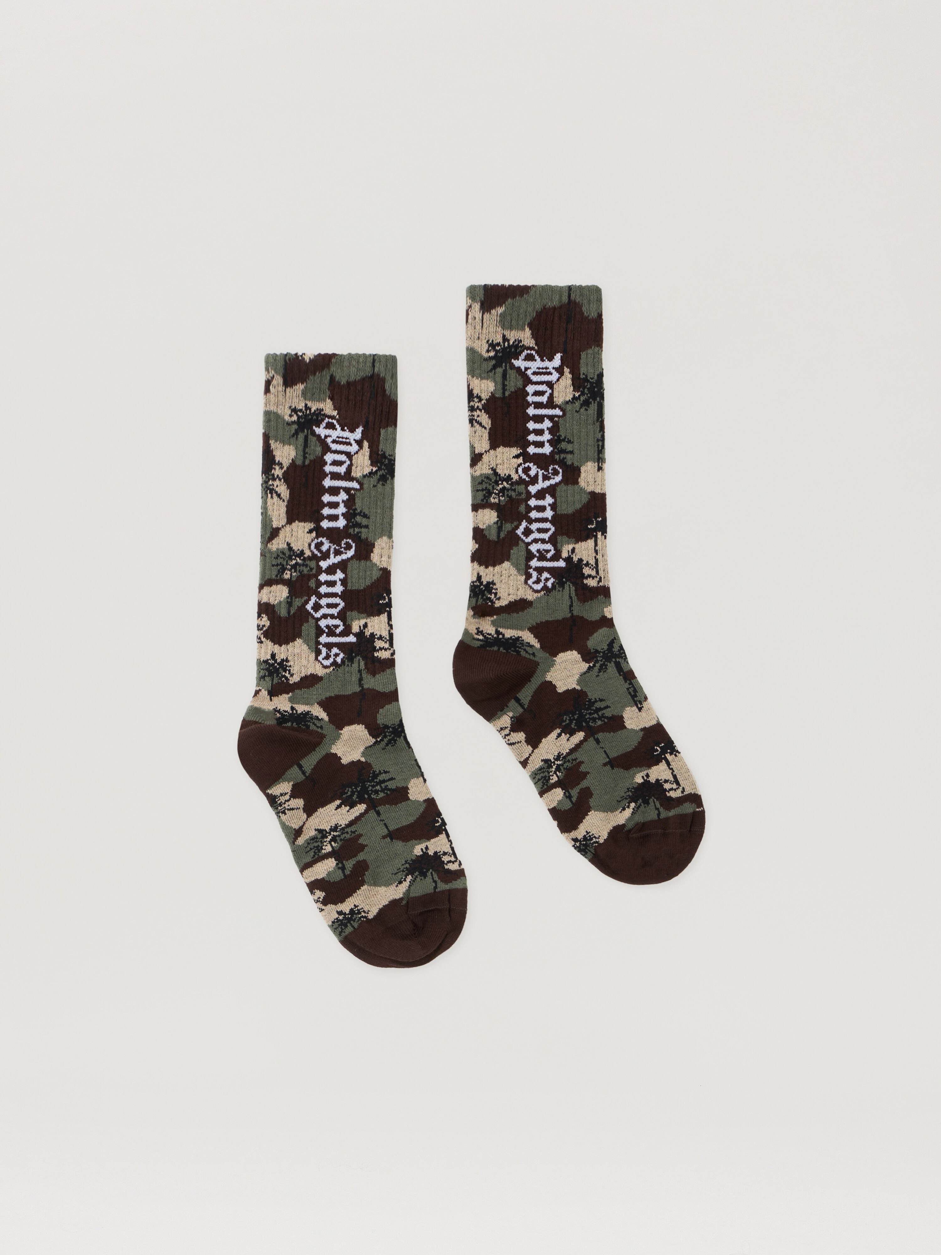 PALM ANGELS Camo Palms High Socks MILITARY  OFF WHITE PBRA005F25KNI002