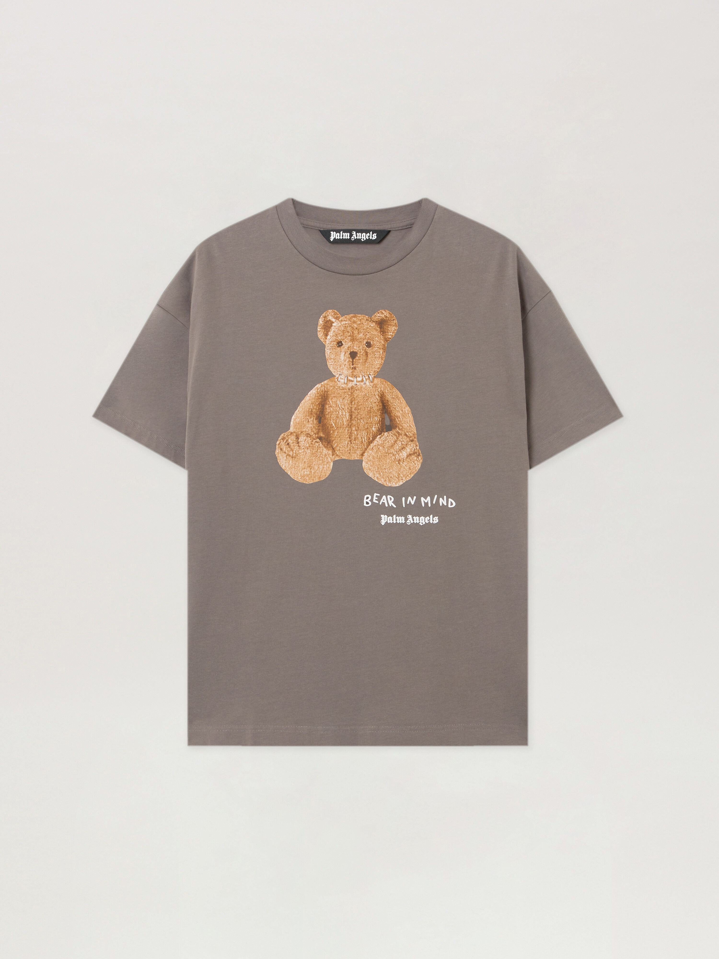 PALM ANGELS Bear In Mind T-Shirt DARK GREY - BROWN PMAA109F25JER00A