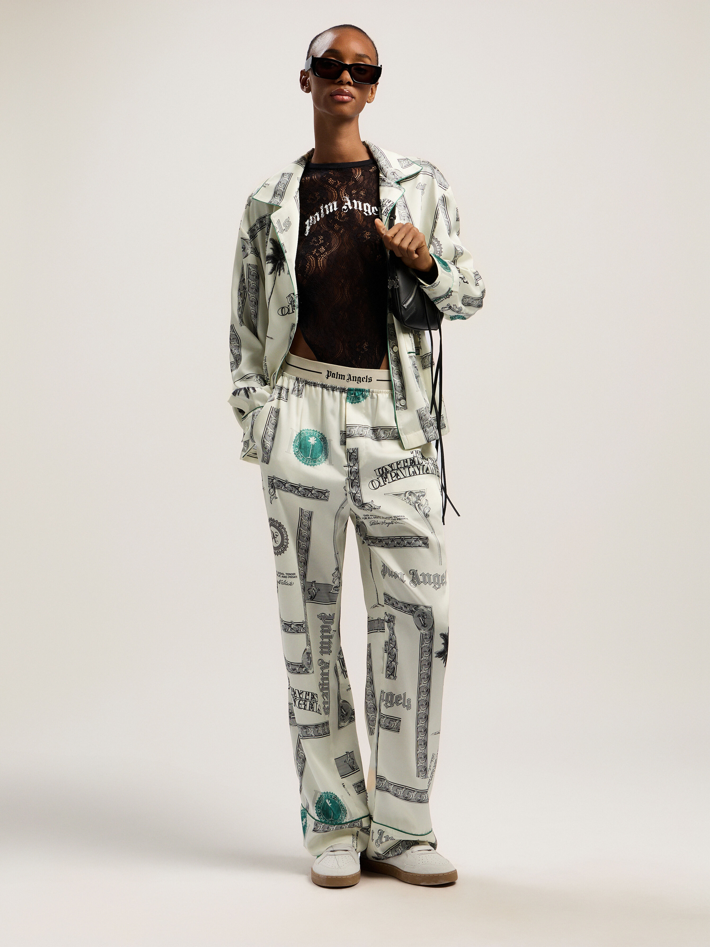 Curved Logo Lace Body PALM ANGELS Curved Logo Lace Body BLACK - OFF WHITE PWDD01BF25FAB001