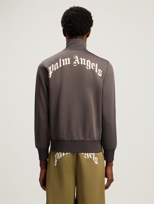 PALM ANGELS Back Curved Logo Track Jacket DARK GREY - OFF WHITE PMBD089F25FAB002