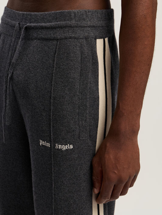 PALM ANGELS Classic Logo Knit Track Pants DARK GREY - OFF WHITE PMHG023F25KNI001