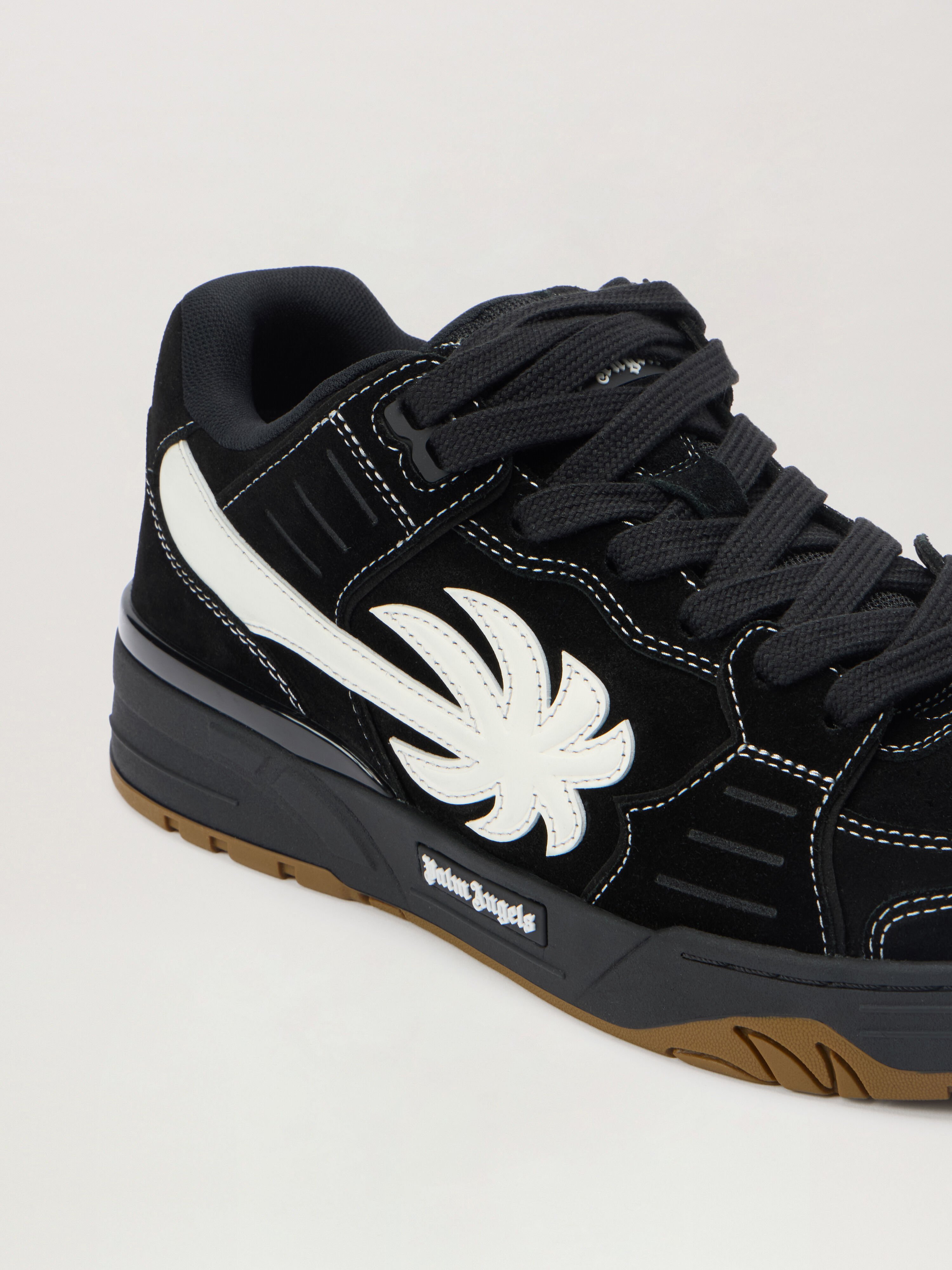 PALM ANGELS Venice Suede Sneakers BLACK - WHITE PMIA101F25LEA003